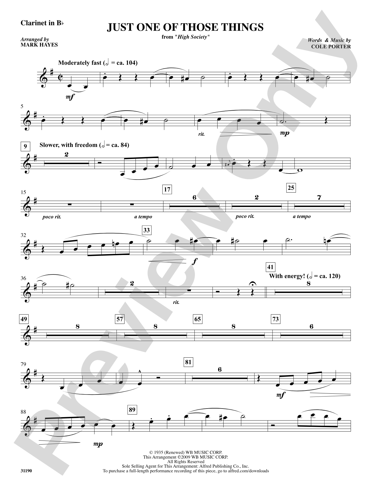 Just One of Those Things: 1st B-flat Clarinet: Choral SoundPax