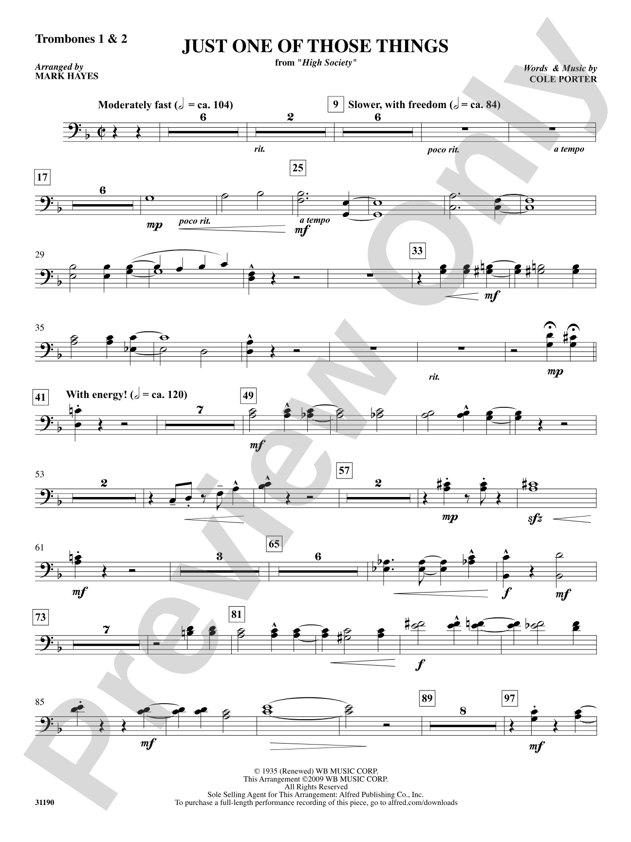 Just One of Those Things: 1st & 2nd Trombones: Choral SoundPax
