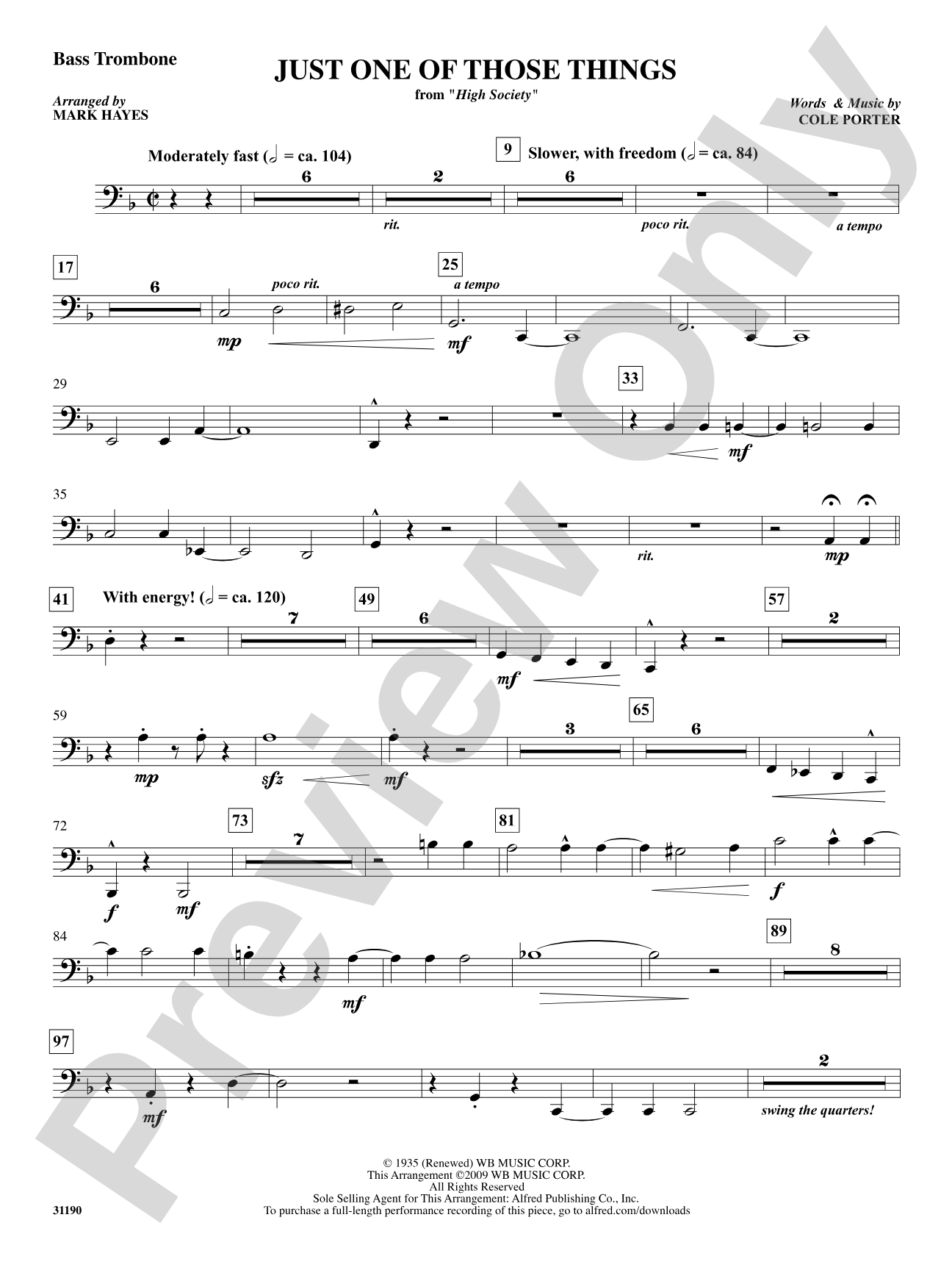 Just One of Those Things: 4th Trombone: Choral SoundPax