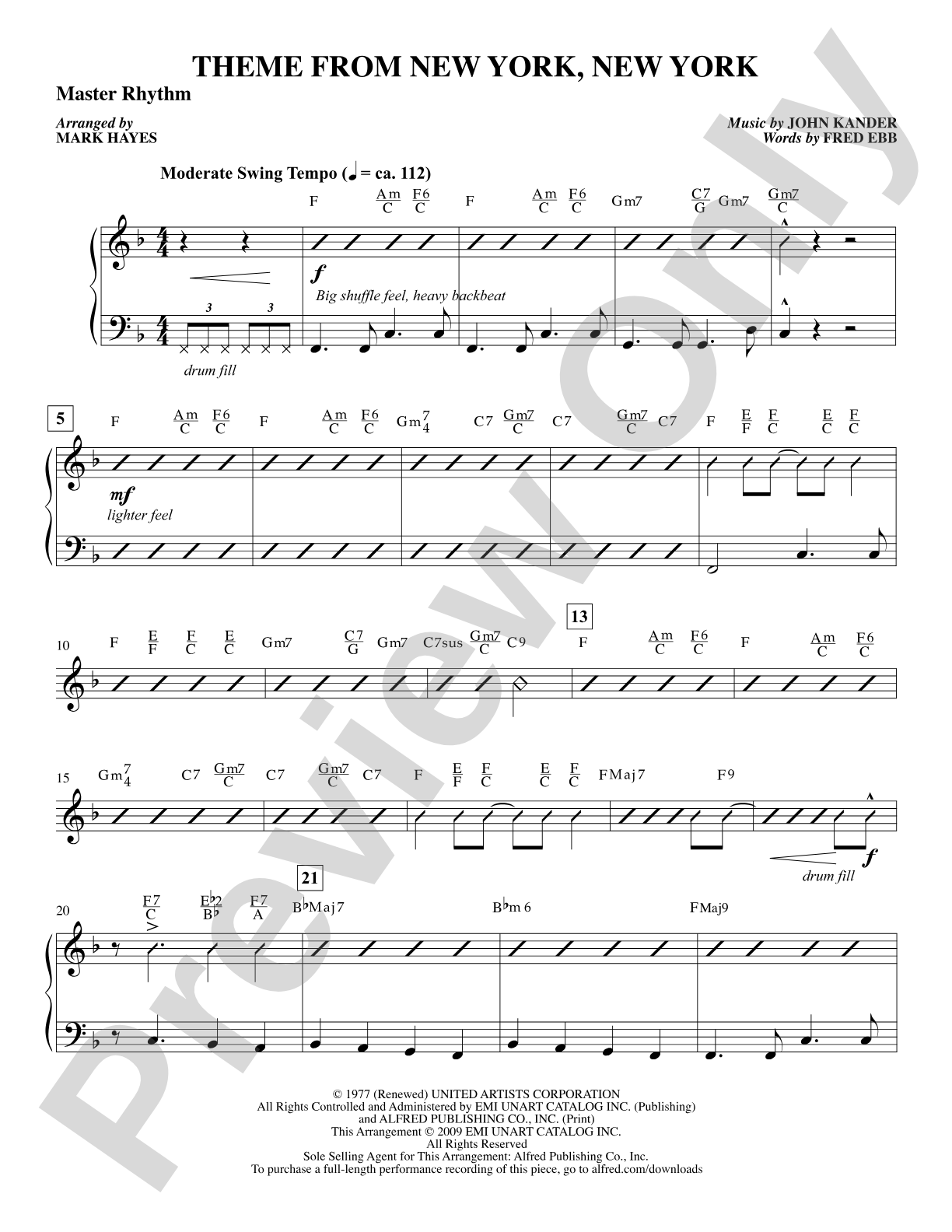 Theme from New York, New York: Master Rhythm: Choral SoundPax