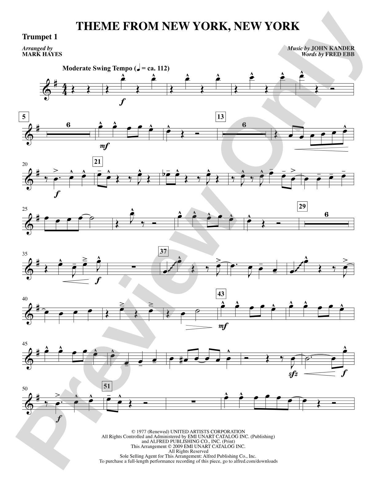 Theme from New York, New York: 1st B-flat Trumpet: Choral SoundPax