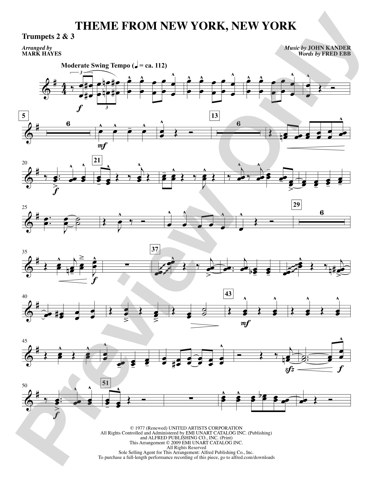 Theme from New York, New York: 2nd & 3rd Trumpet: Choral SoundPax