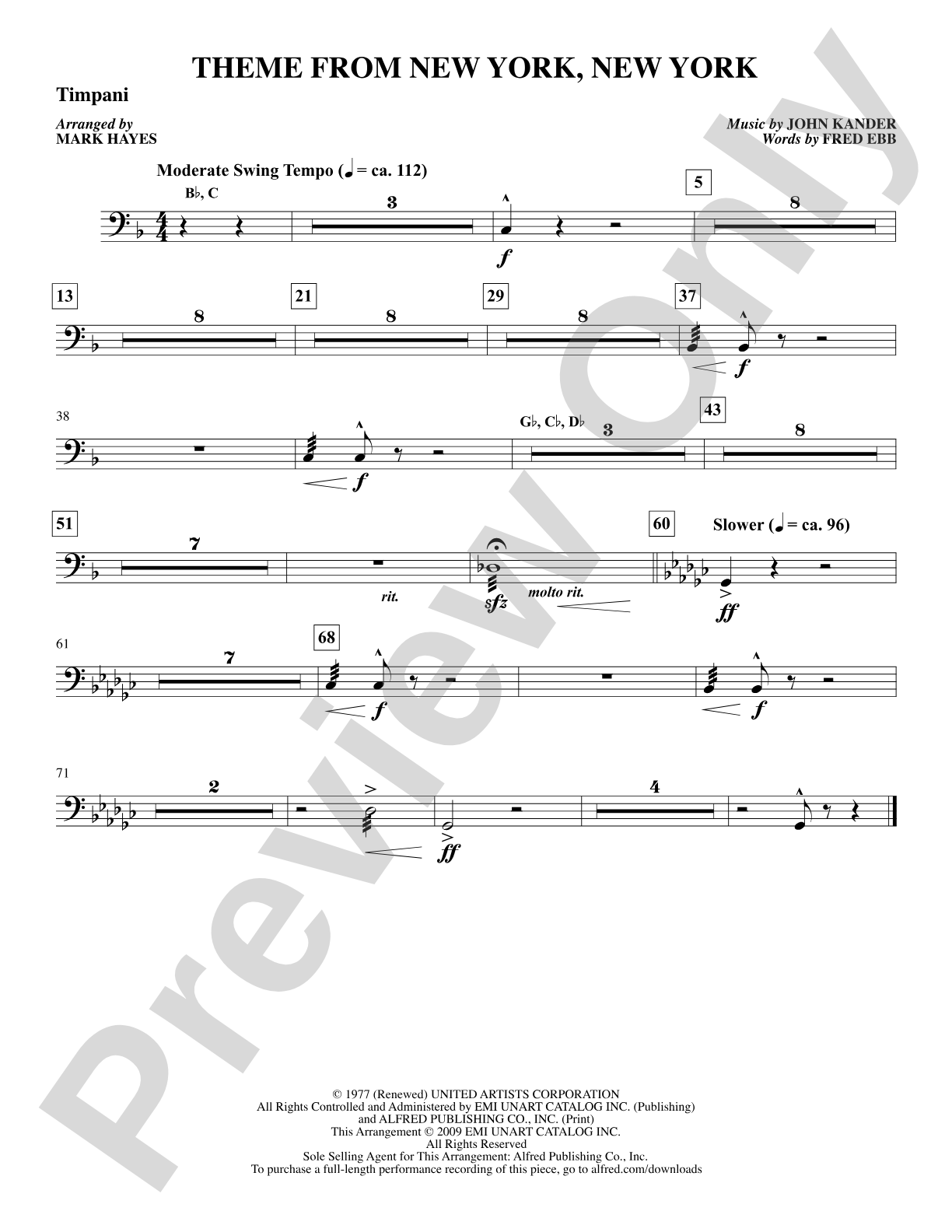 Theme from New York, New York: Timpani: Choral SoundPax