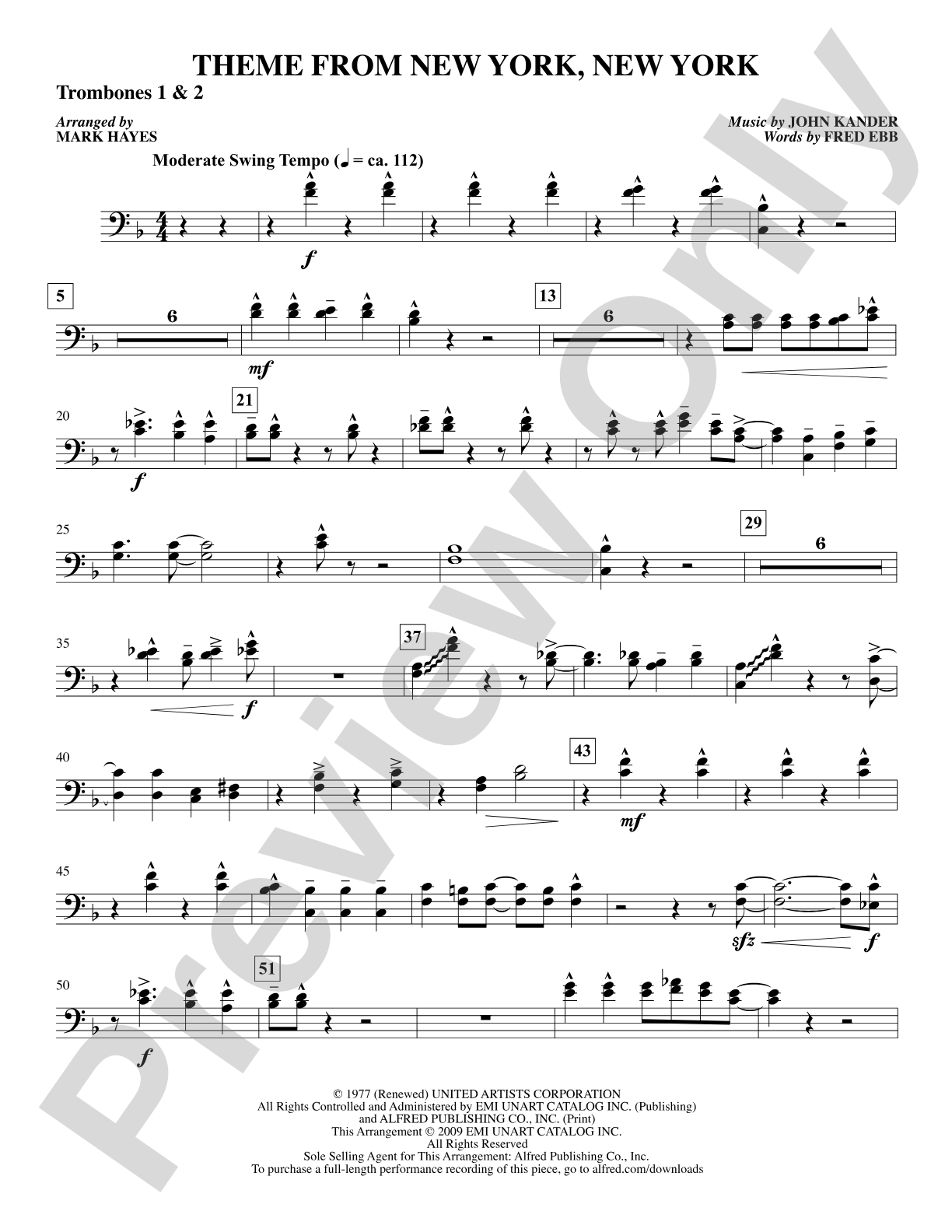 Theme from New York, New York: 1st & 2nd Trombones: Choral SoundPax