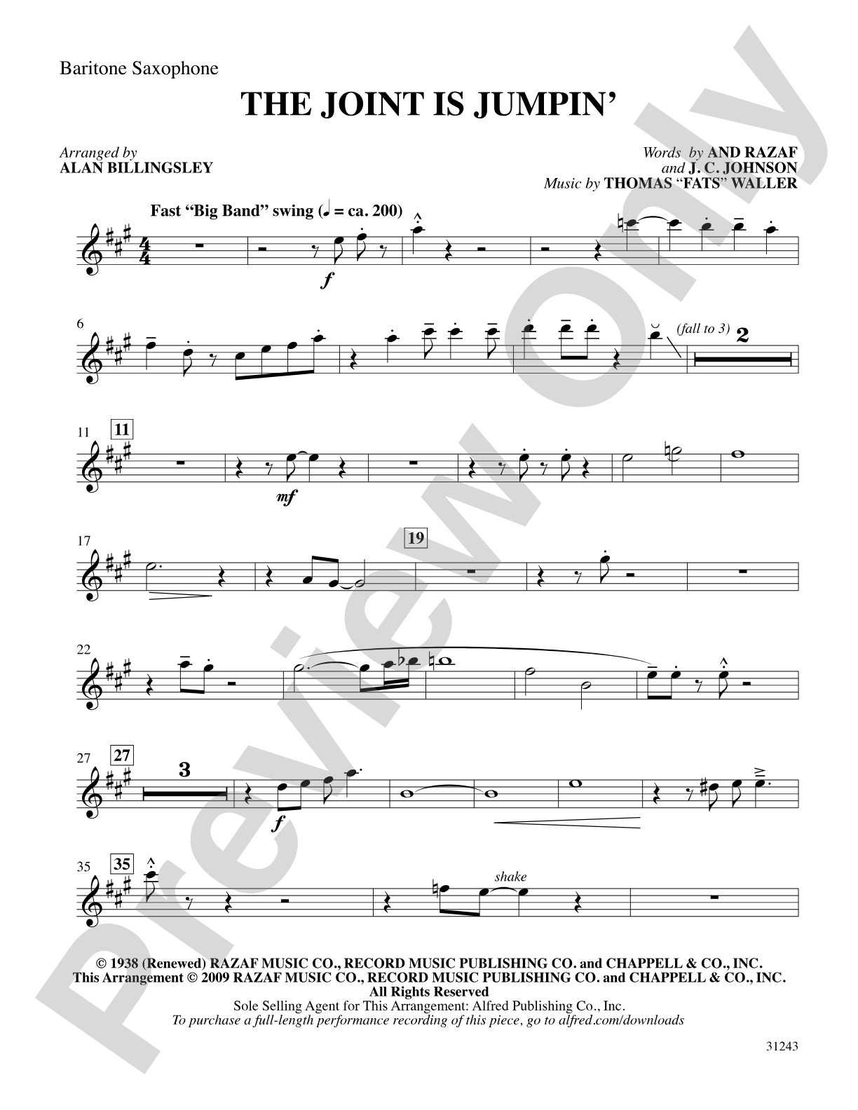 The Joint Is Jumpin' (from the musical Ain't Misbehavin'): E-flat Baritone Saxophone: Choral SoundPax