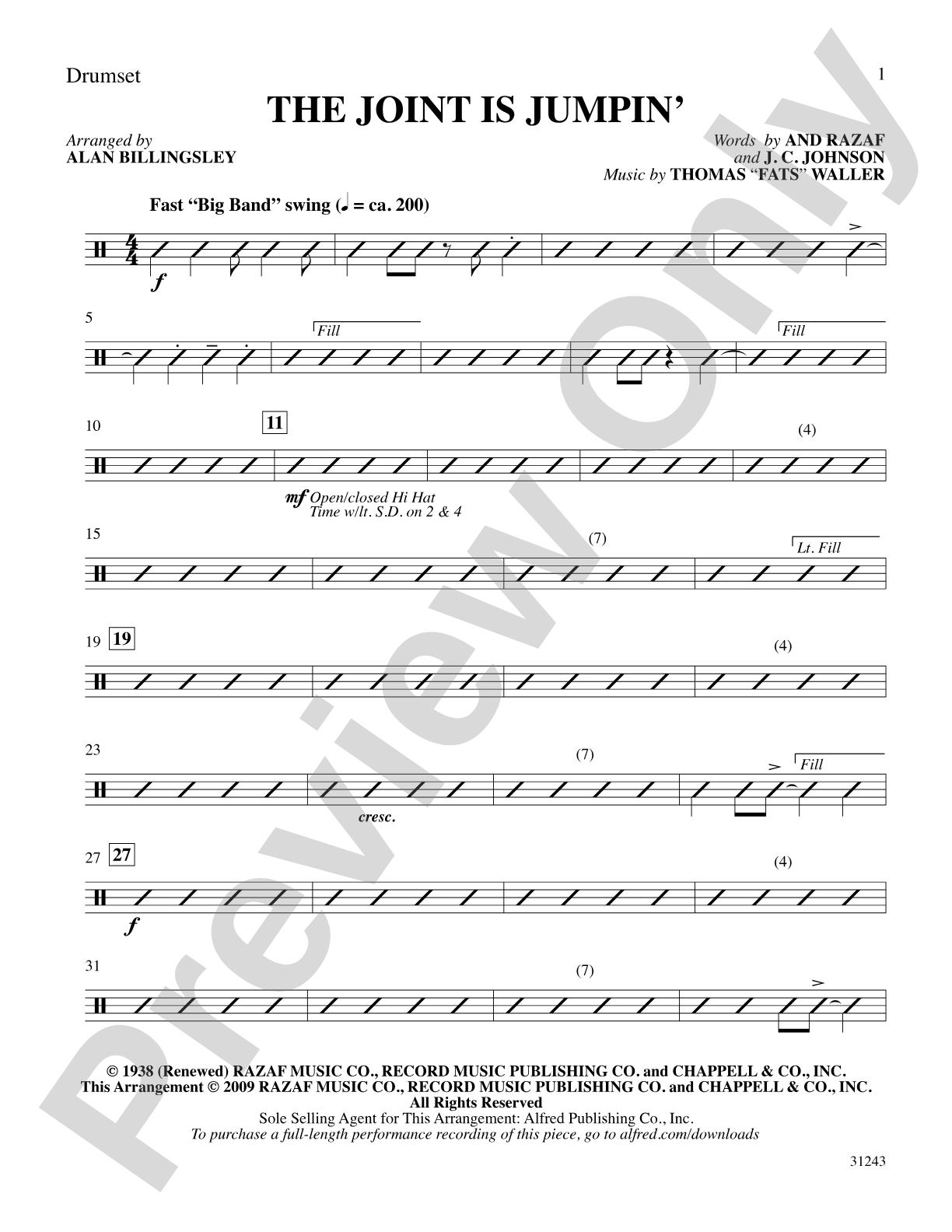 The Joint Is Jumpin' (from the musical Ain't Misbehavin'): Drums: Choral SoundPax
