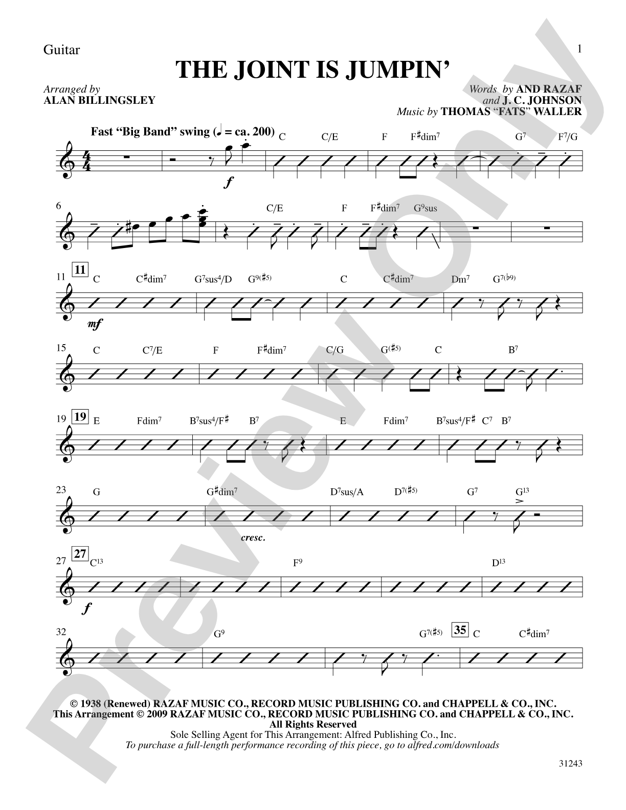 The Joint Is Jumpin' (from the musical Ain't Misbehavin'): Guitar: Choral SoundPax