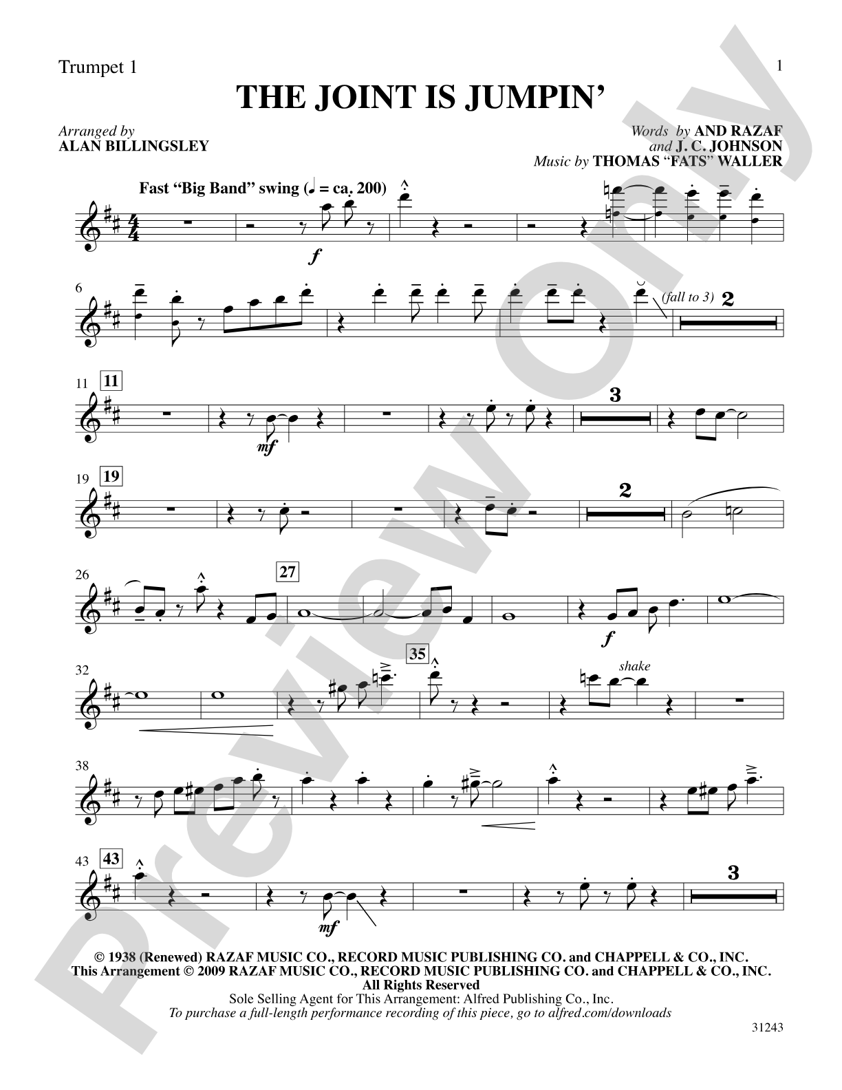 The Joint Is Jumpin' (from the musical Ain't Misbehavin'): 1st B-flat Trumpet: Choral SoundPax