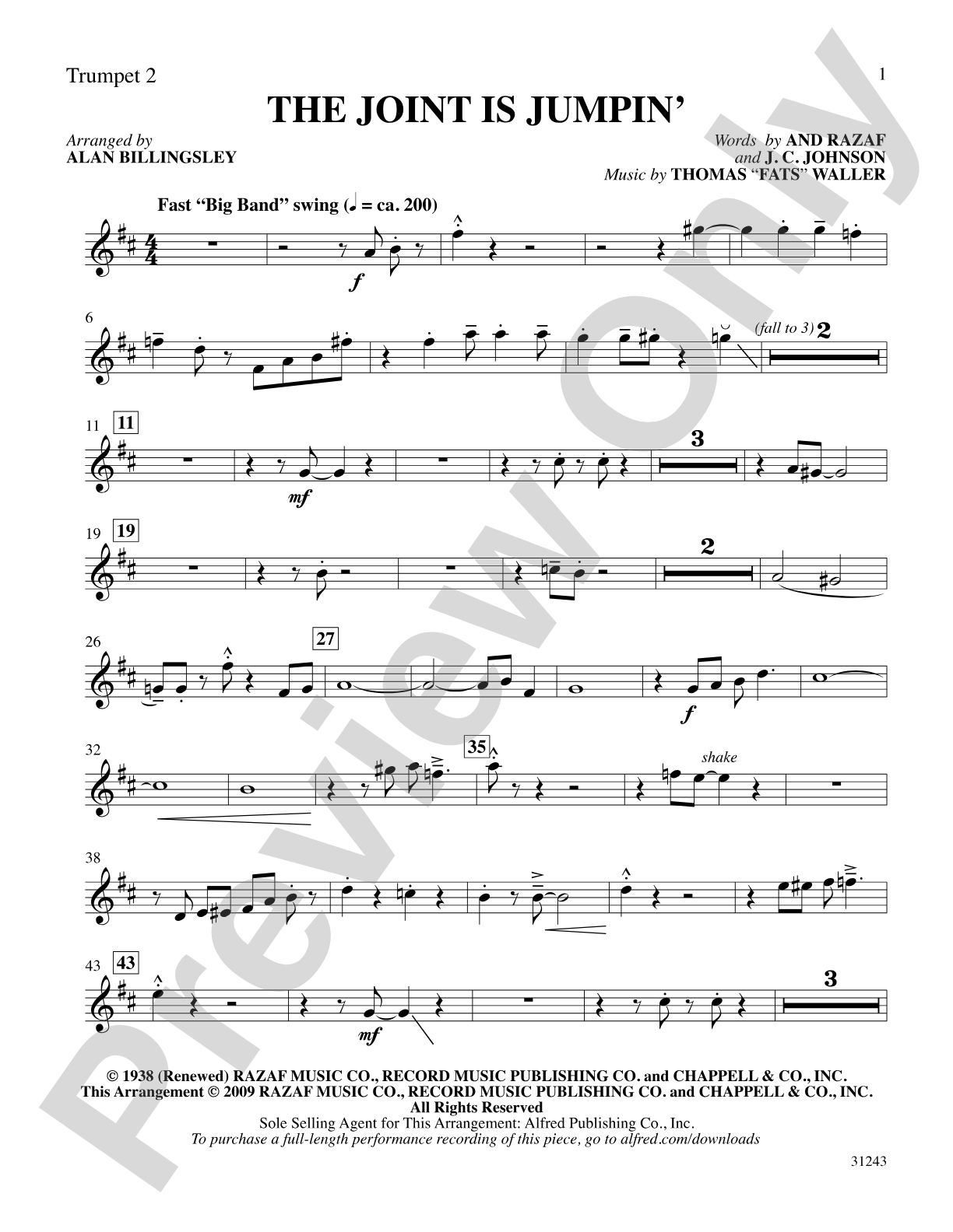 The Joint Is Jumpin' (from the musical Ain't Misbehavin'): 2nd B-flat Trumpet: Choral SoundPax
