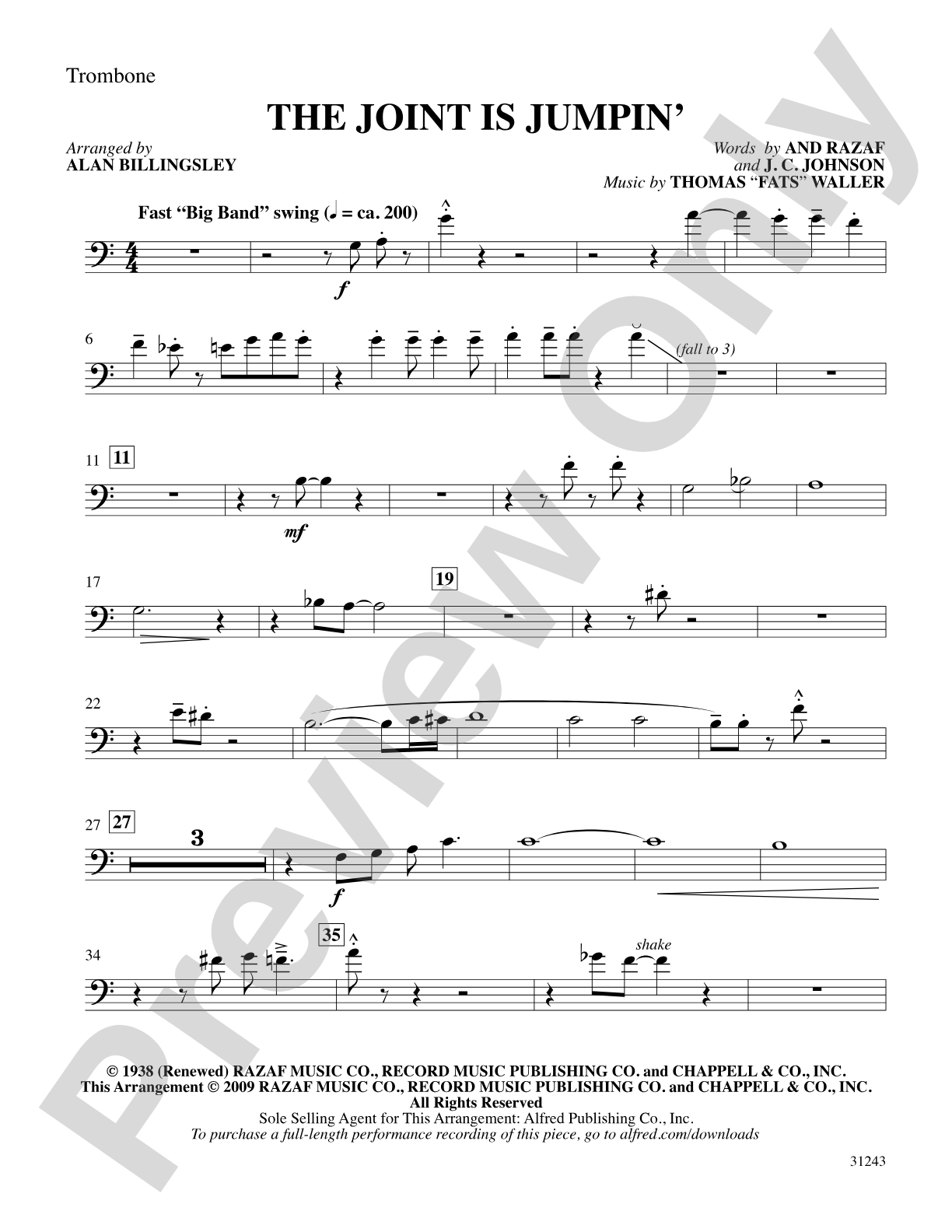 The Joint Is Jumpin' (from the musical Ain't Misbehavin'): 1st Trombone: Choral SoundPax
