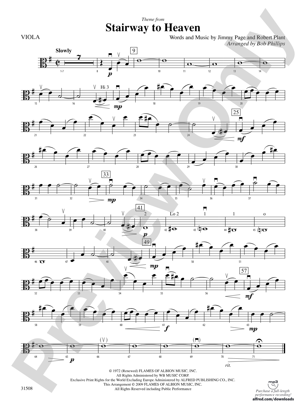 Stairway to Heaven, Theme from: Viola