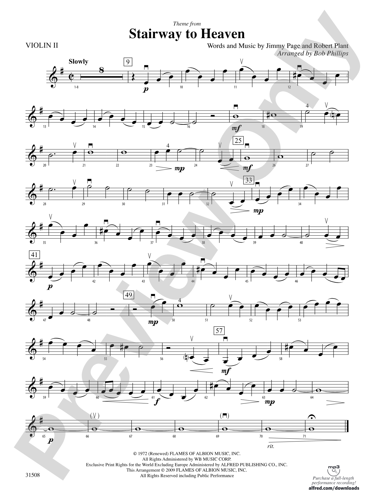 Stairway to Heaven, Theme from: 2nd Violin