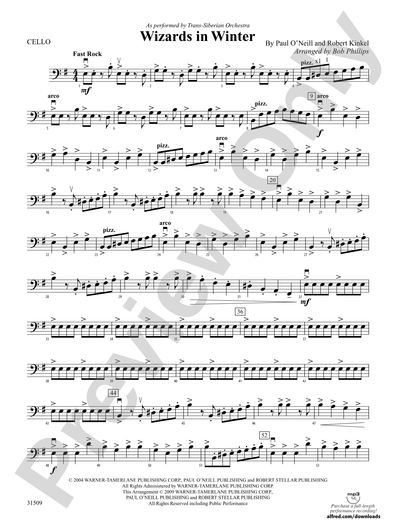 Wizards in Winter: Cello