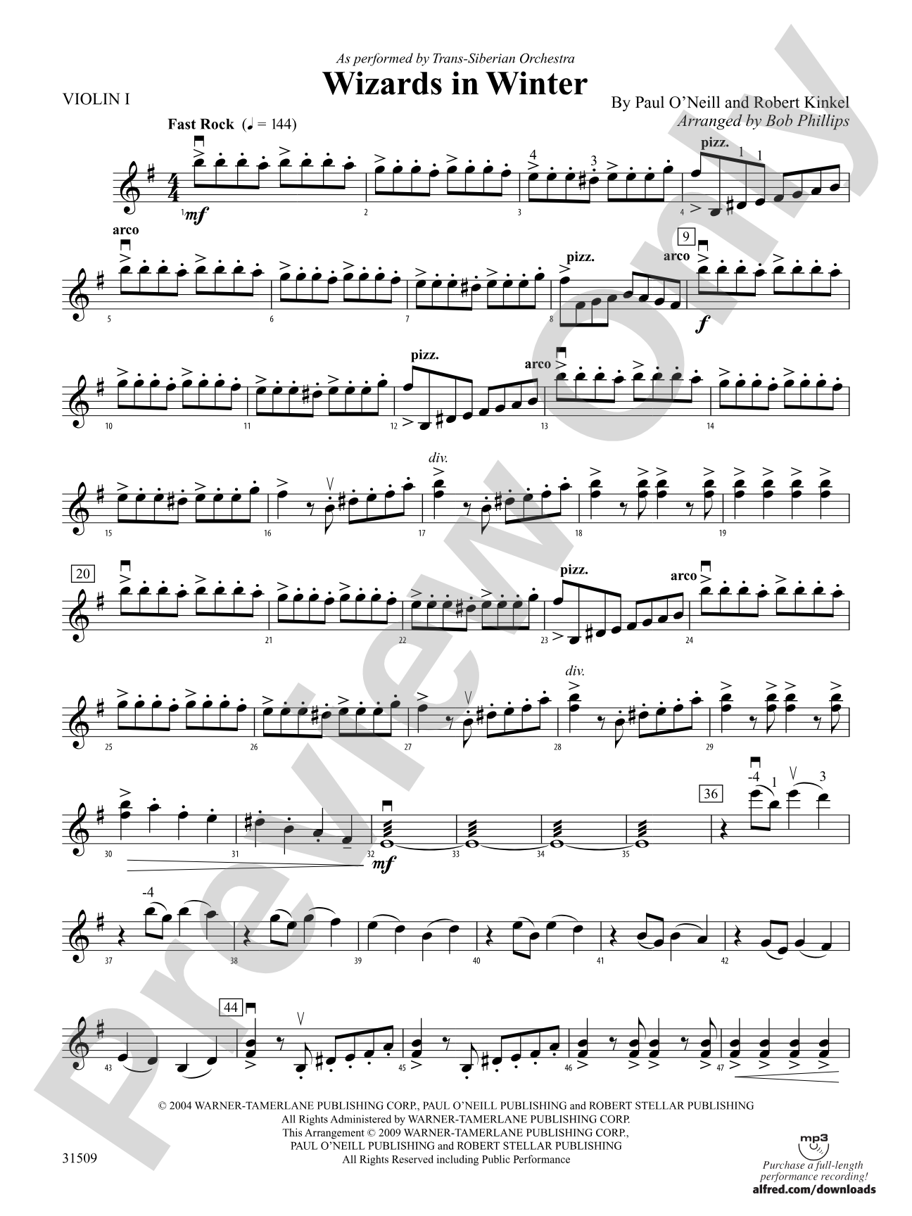 Wizards in Winter: 1st Violin