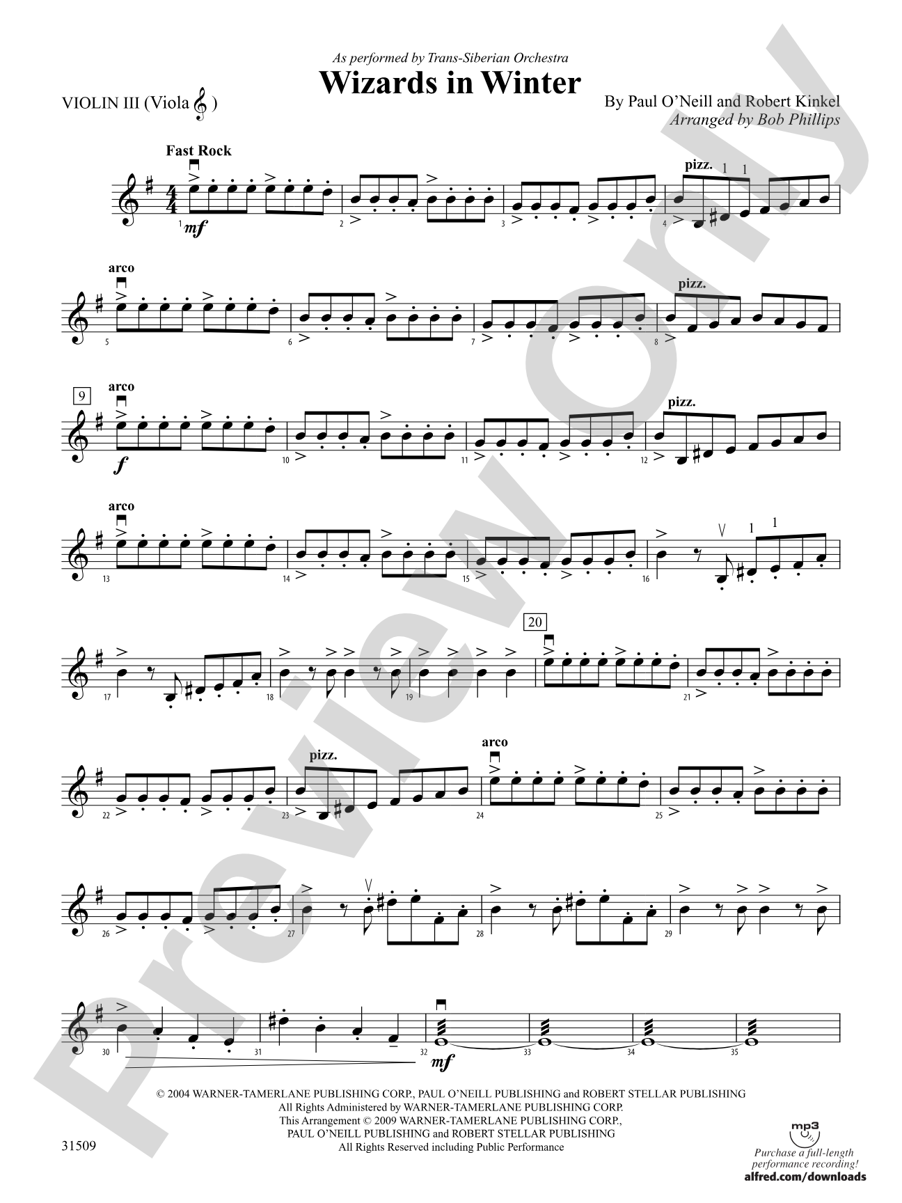 Wizards in Winter: 3rd Violin (Viola [TC])