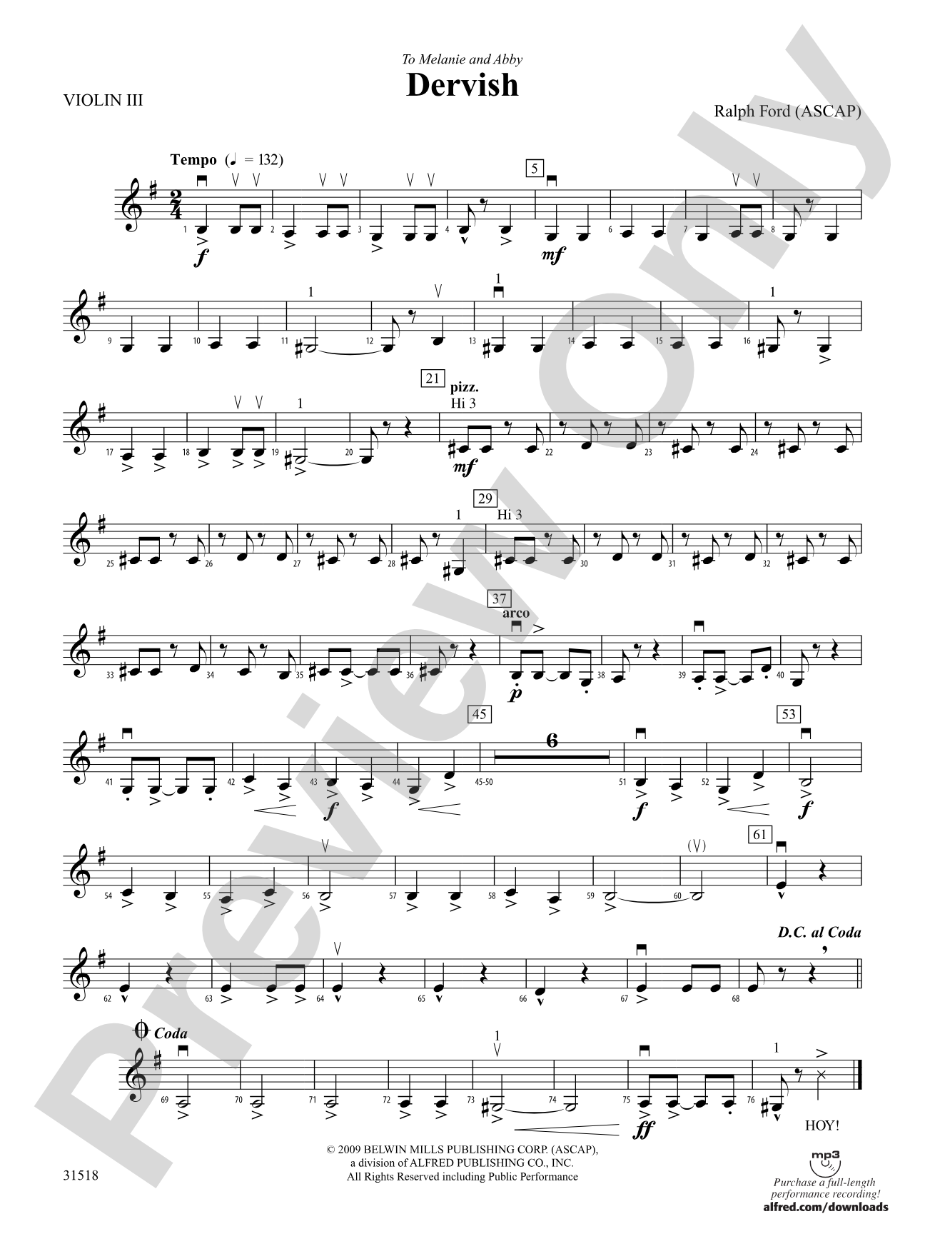 Dervish: 3rd Violin (Viola [TC])