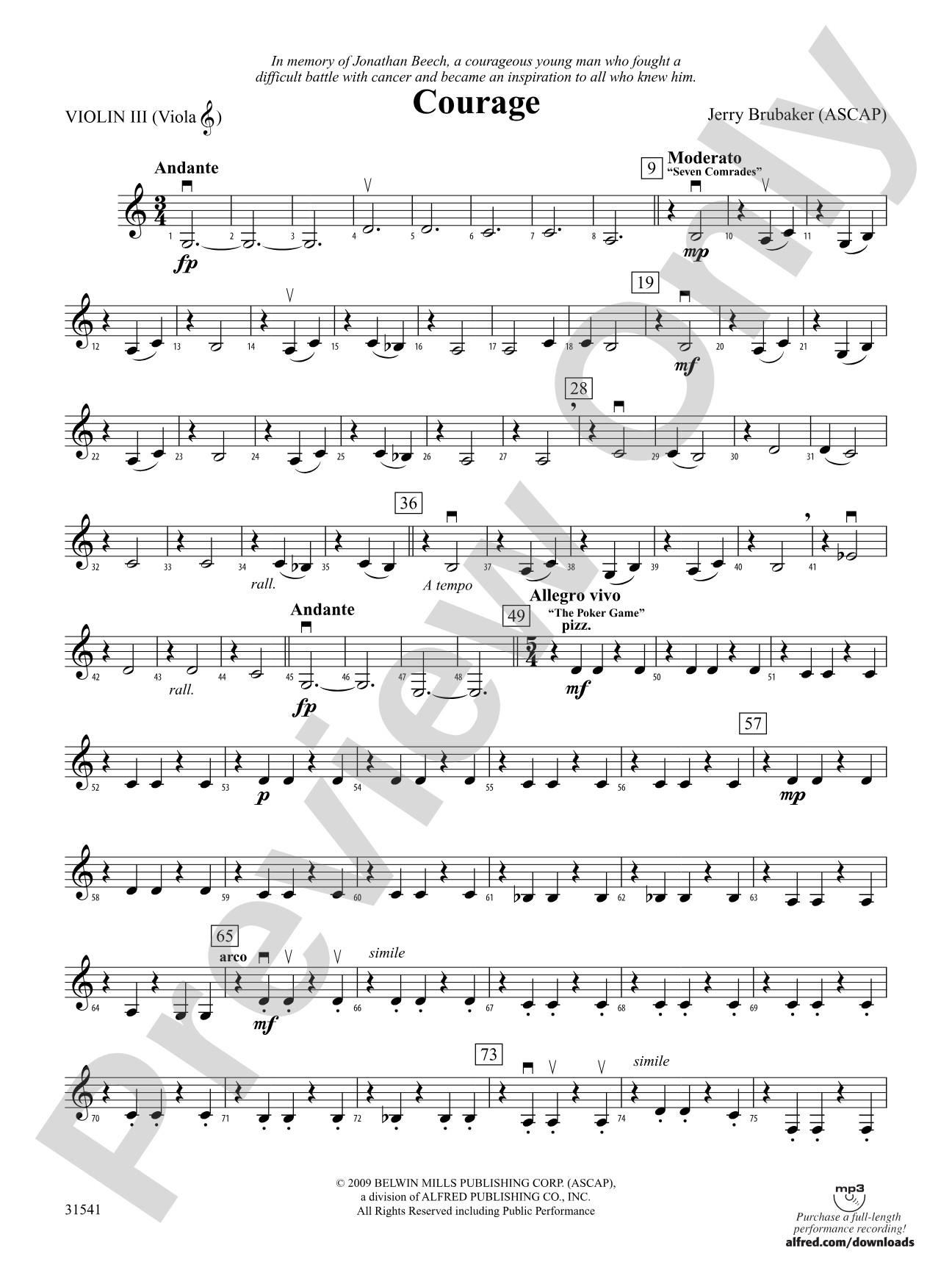 Courage: 3rd Violin (Viola [TC])