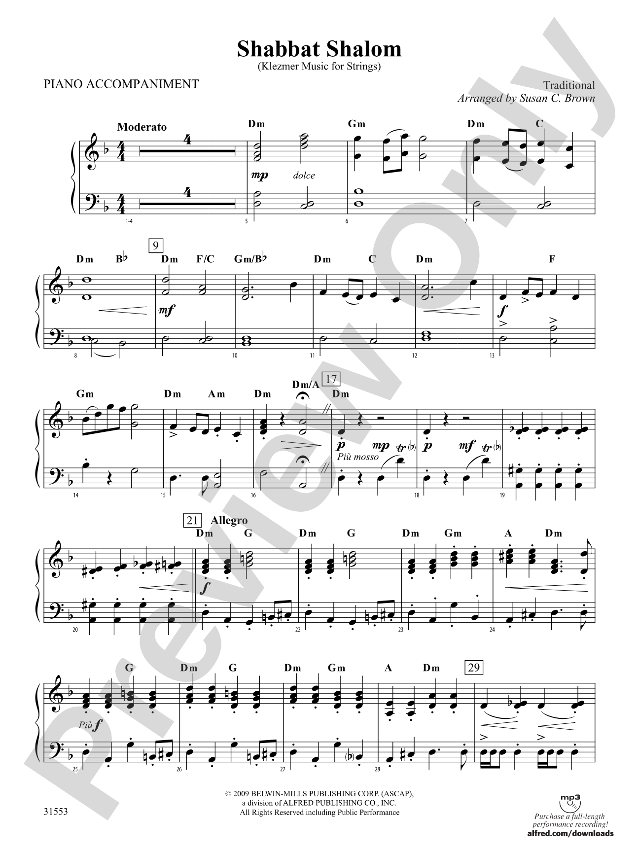 Shabbat Shalom: Piano Accompaniment