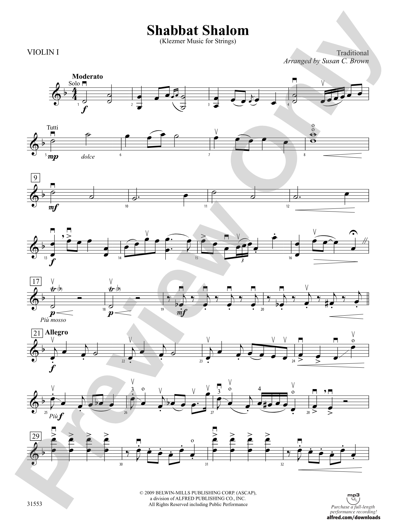 Shabbat Shalom: 1st Violin