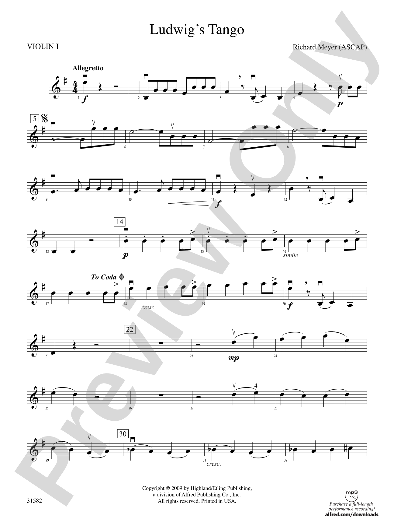 Ludwig's Tango: 1st Violin