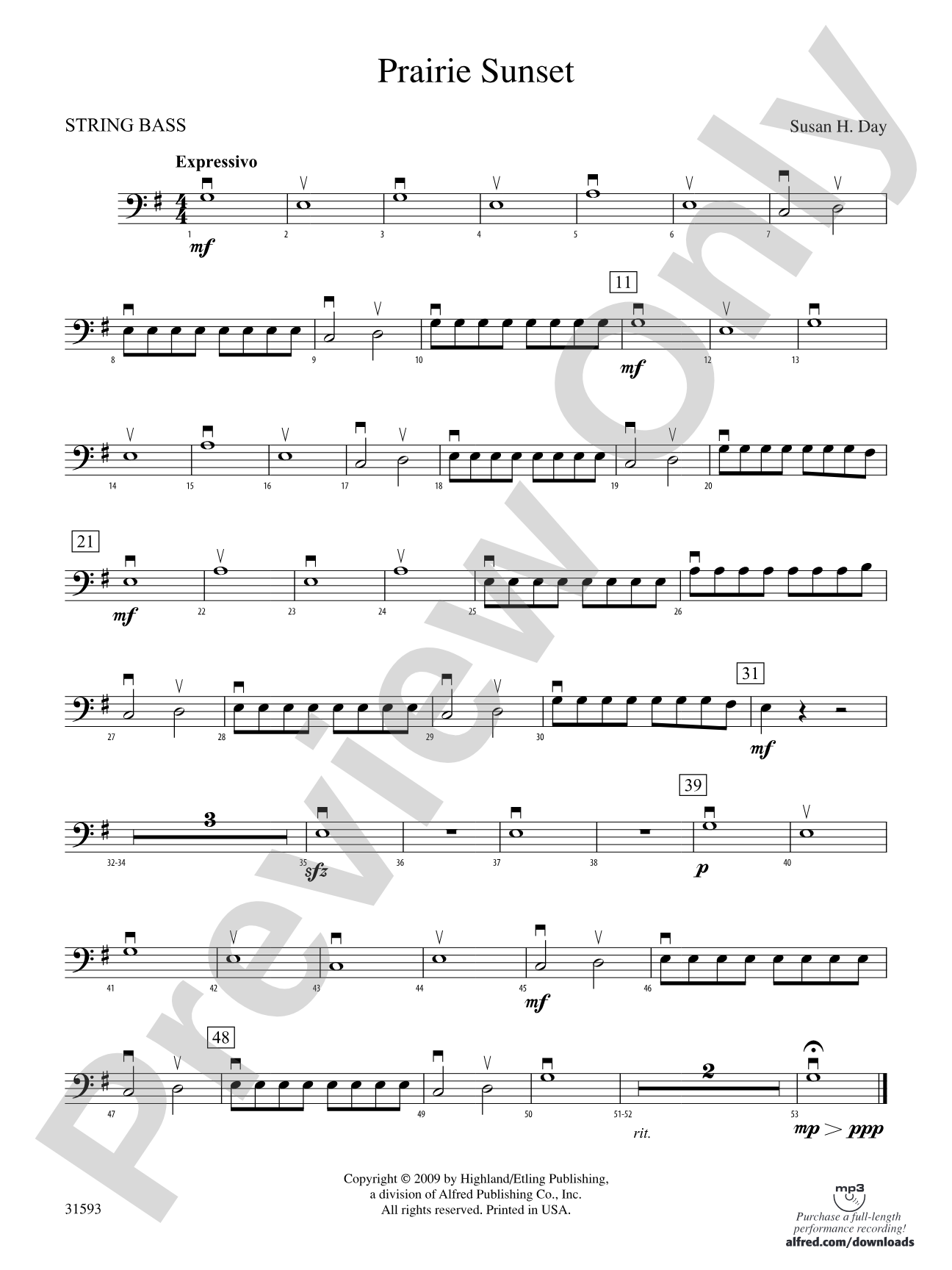 Prairie Sunset: String Bass