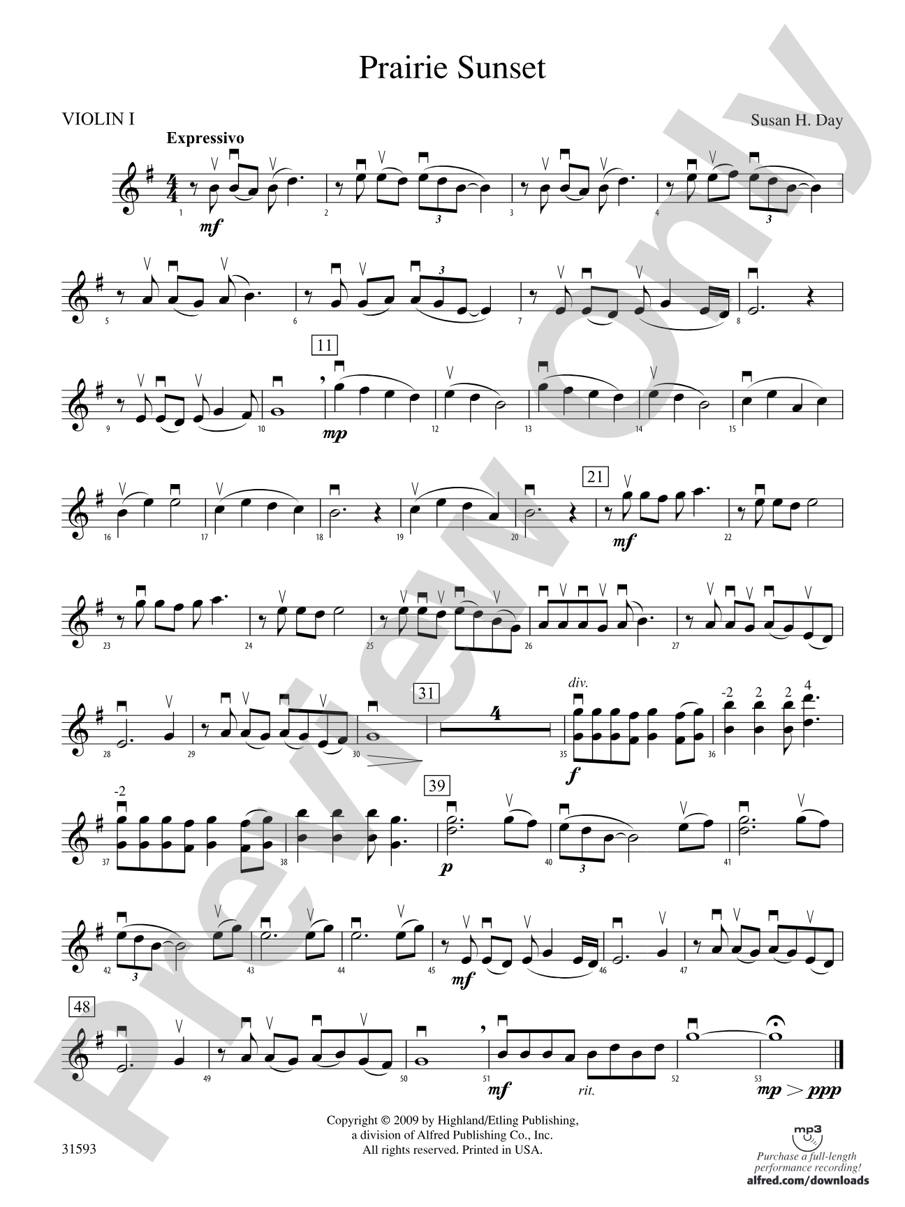 Prairie Sunset: 1st Violin