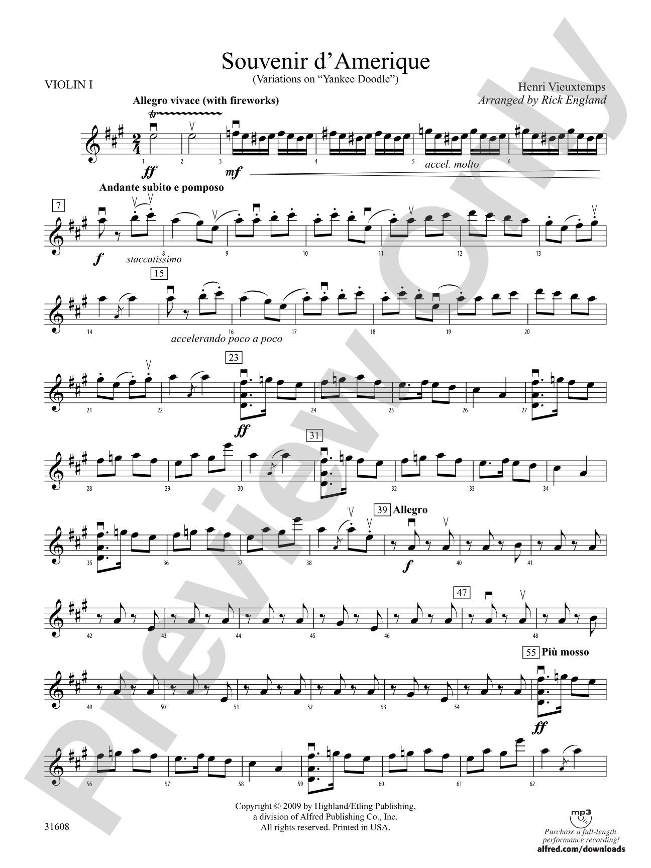 Souvenir d'Amerique: 1st Violin