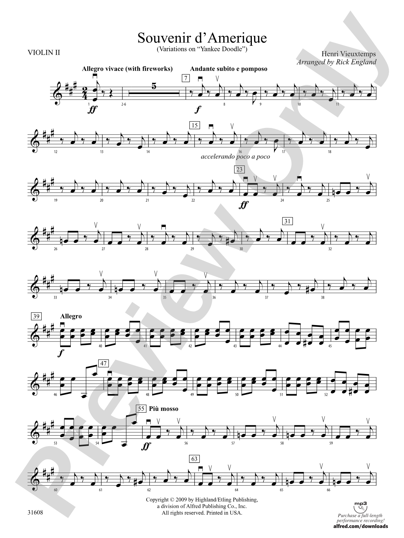 Souvenir d'Amerique: 2nd Violin