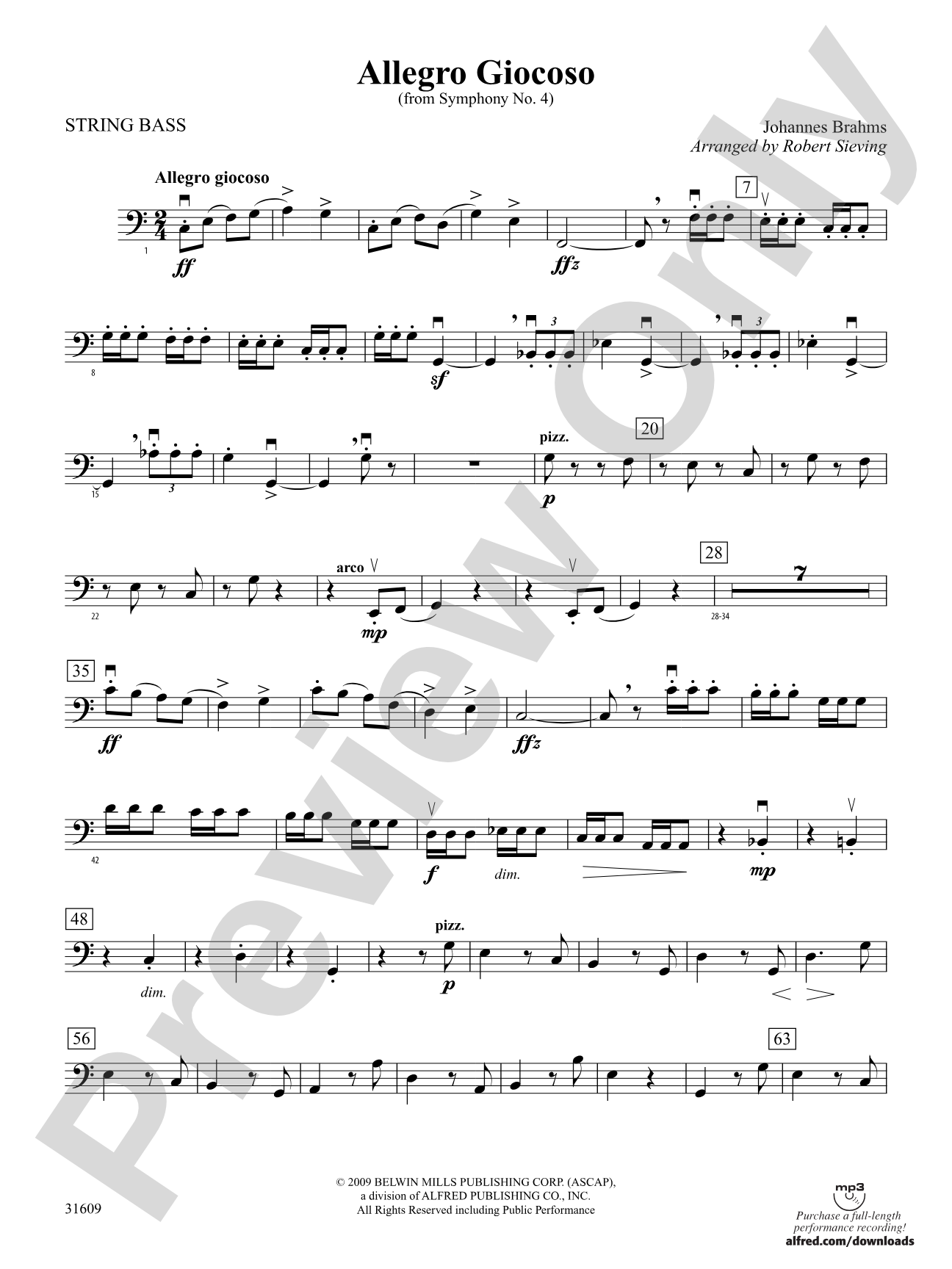 Allegro Giocoso (From Symphony No. 4): String Bass