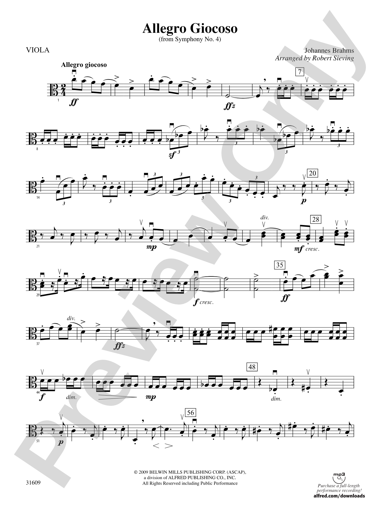 Allegro Giocoso (From Symphony No. 4): Viola