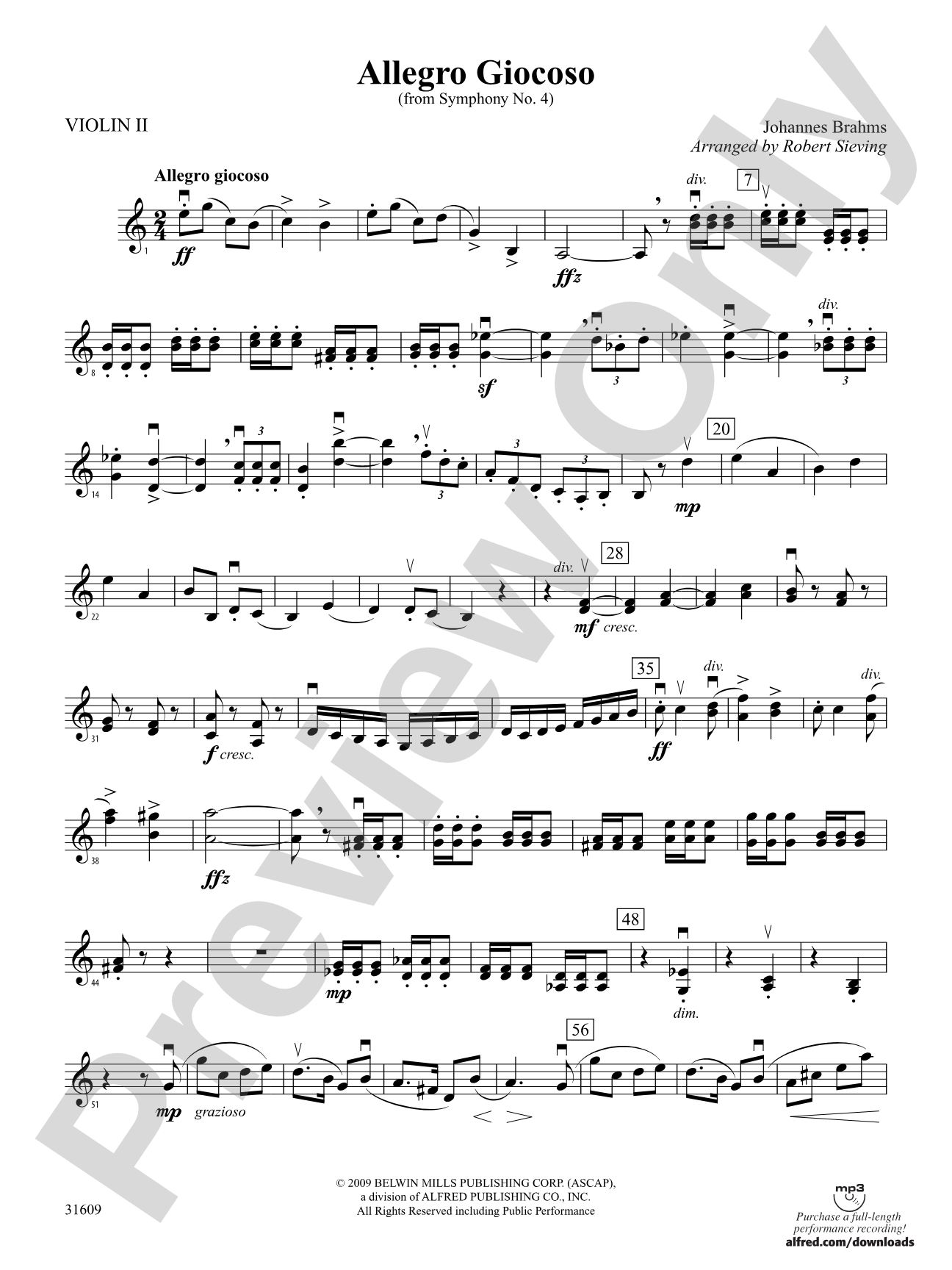 Allegro Giocoso (From Symphony No. 4): 2nd Violin
