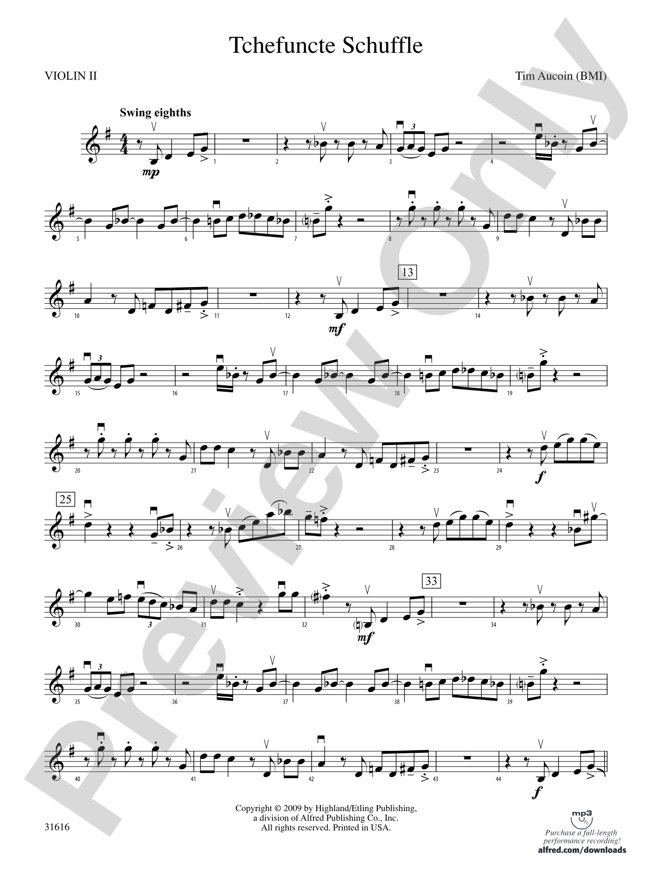 Tchefuncte Shuffle: 2nd Violin