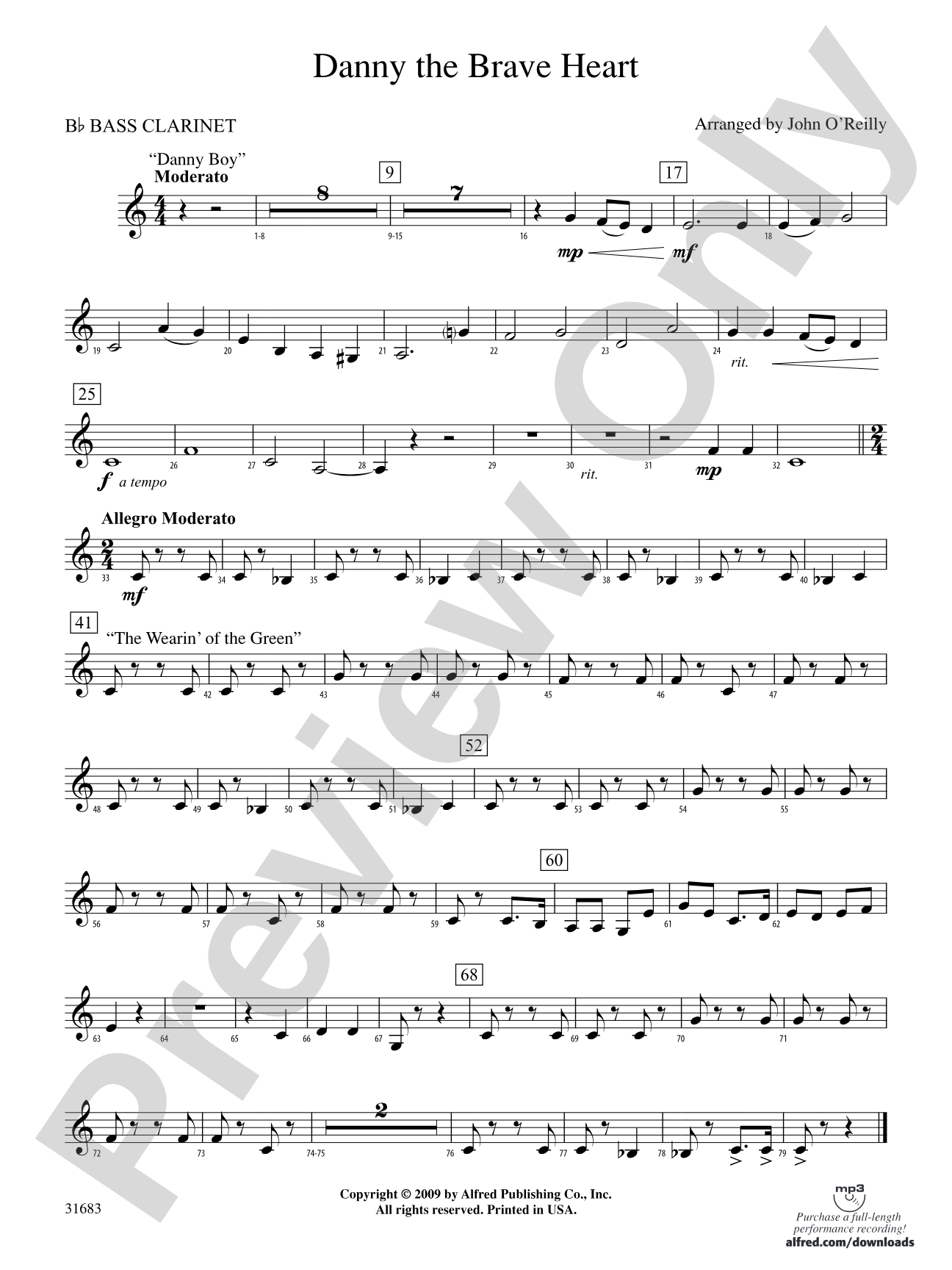 Danny the Brave Heart: B-flat Bass Clarinet