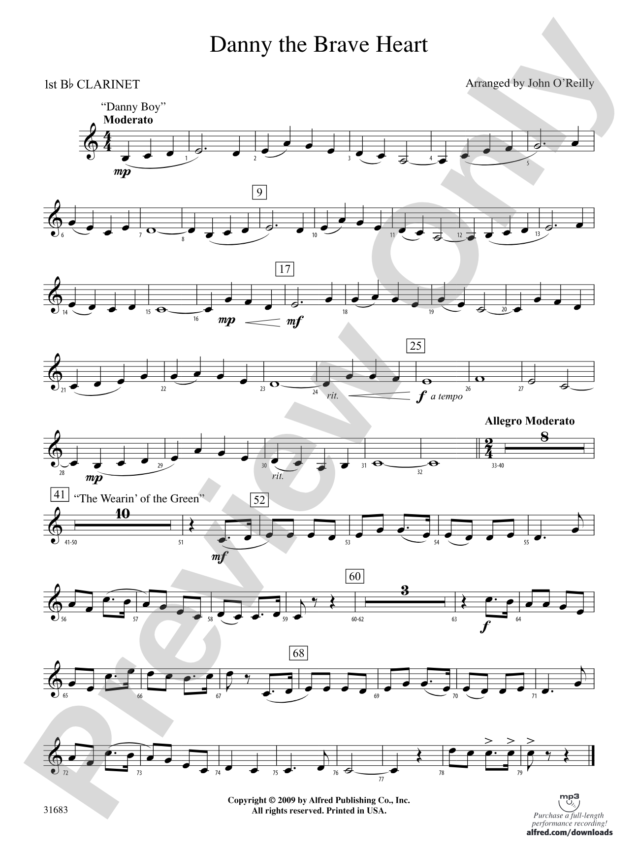 Danny the Brave Heart: 1st B-flat Clarinet