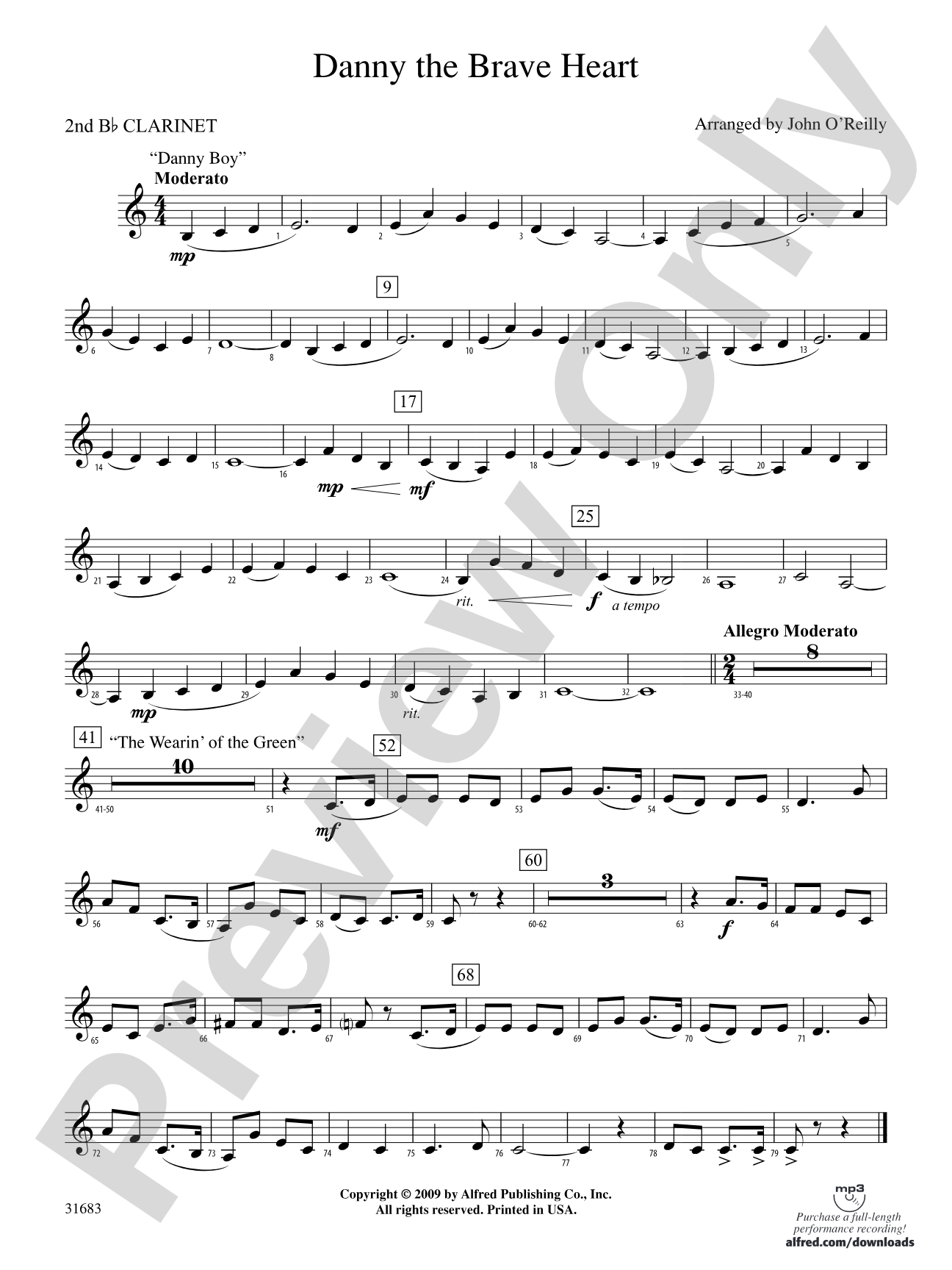 Danny the Brave Heart: 2nd B-flat Clarinet