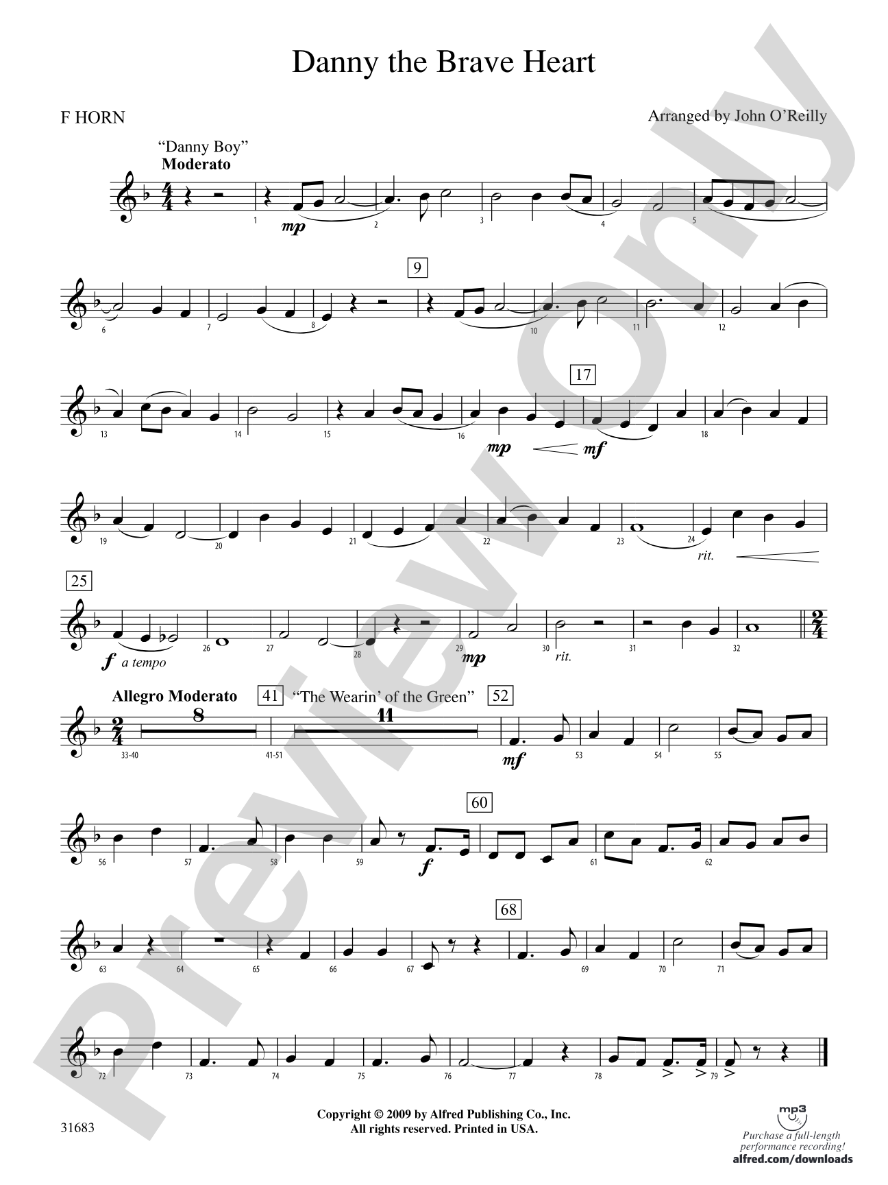Danny the Brave Heart: 1st F Horn