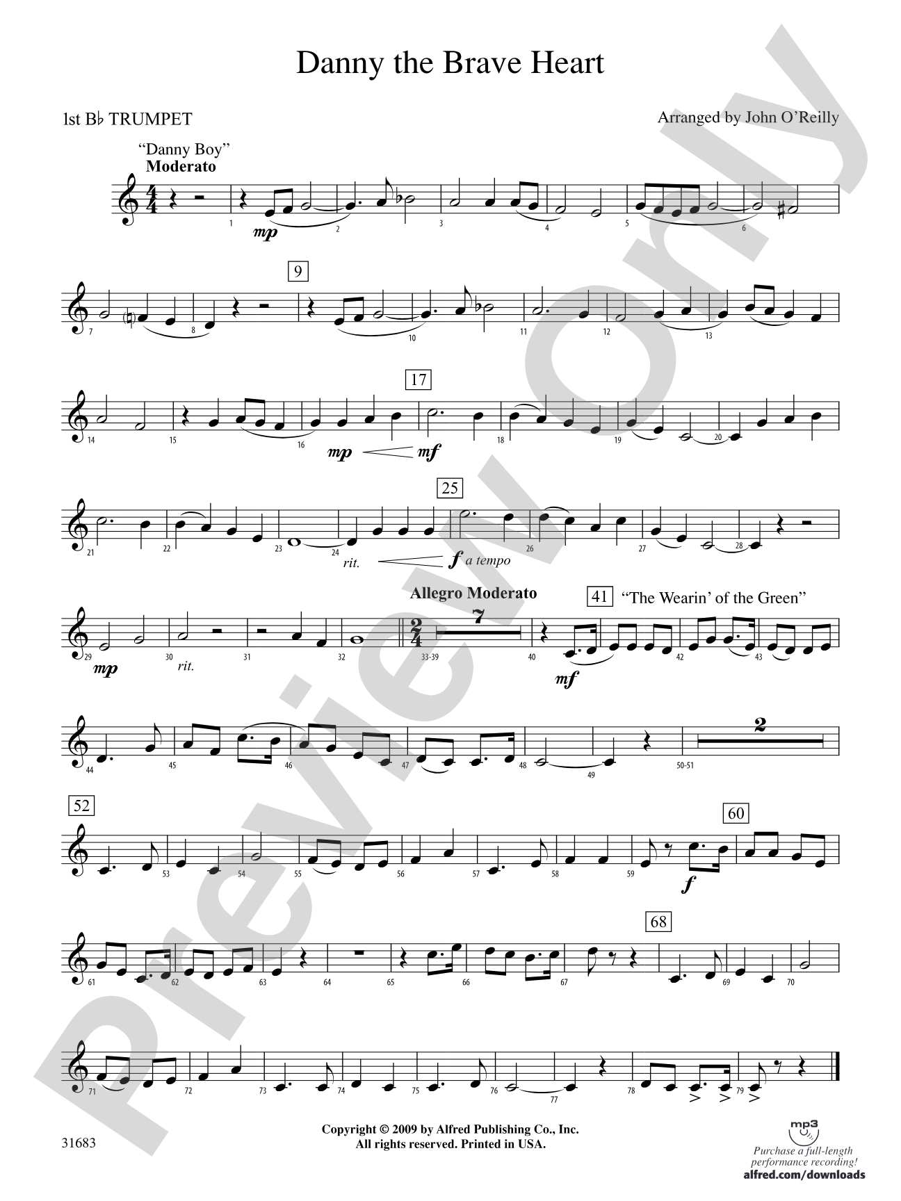 Danny the Brave Heart: 1st B-flat Trumpet
