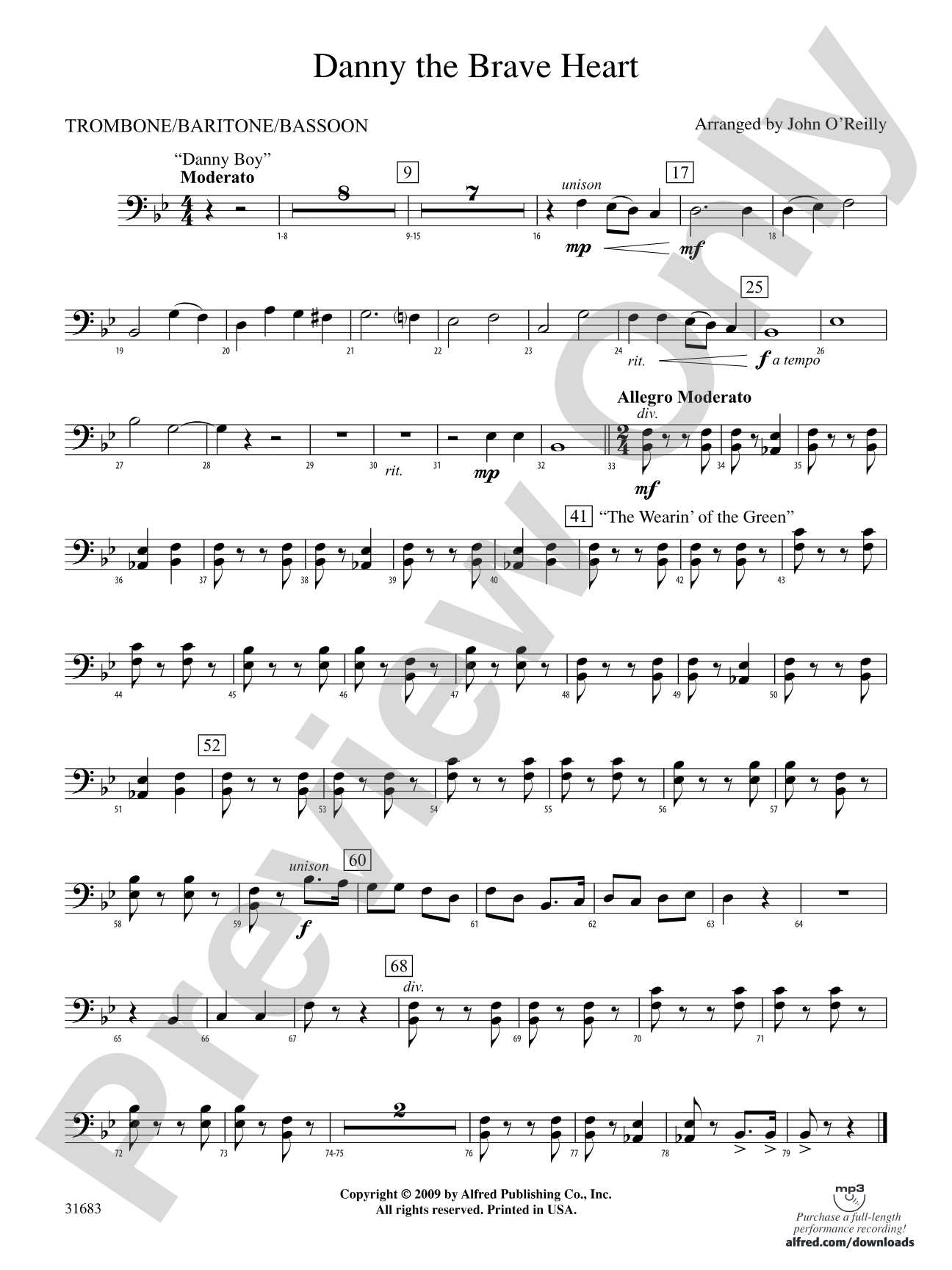 Danny the Brave Heart: 1st Trombone