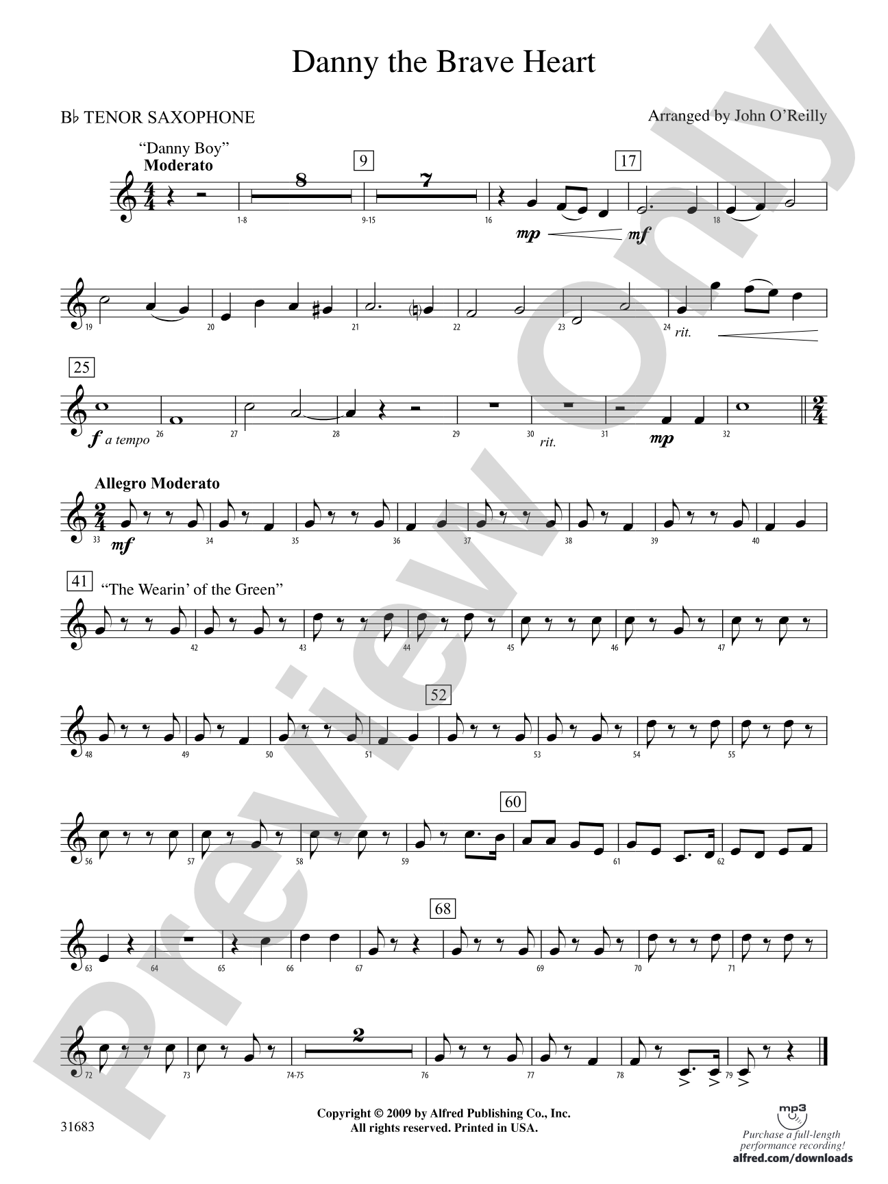Danny the Brave Heart: B-flat Tenor Saxophone