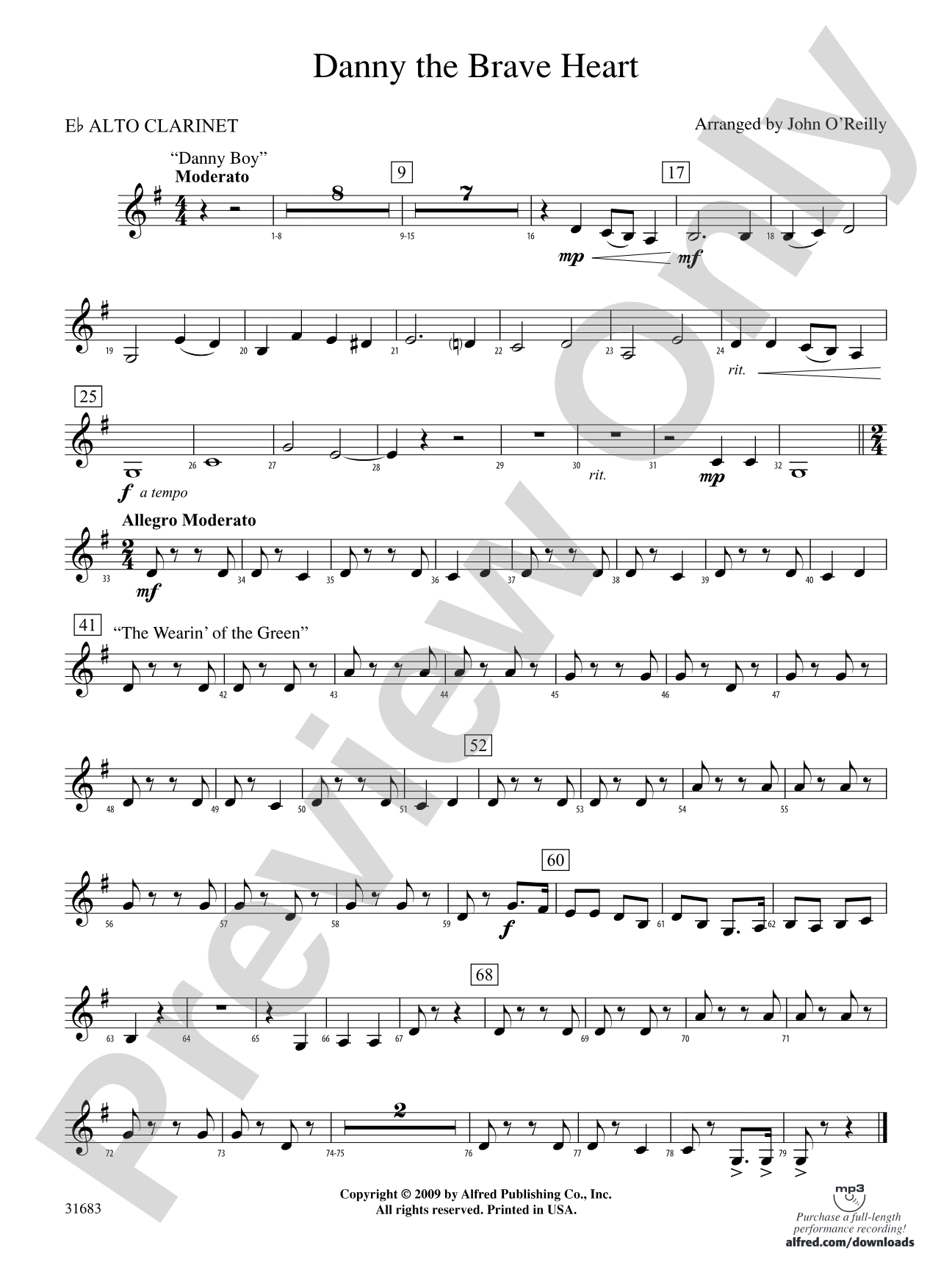 Danny the Brave Heart: (wp) E-flat Alto Clarinet