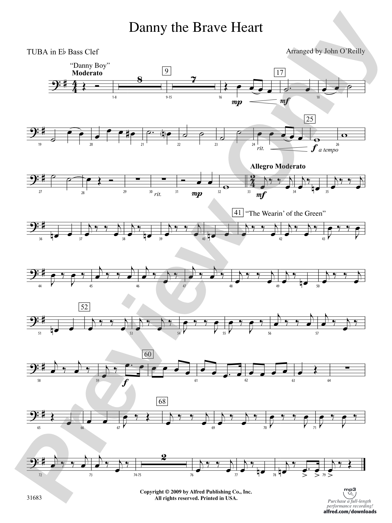 Danny the Brave Heart: (wp) E-flat Tuba B.C.