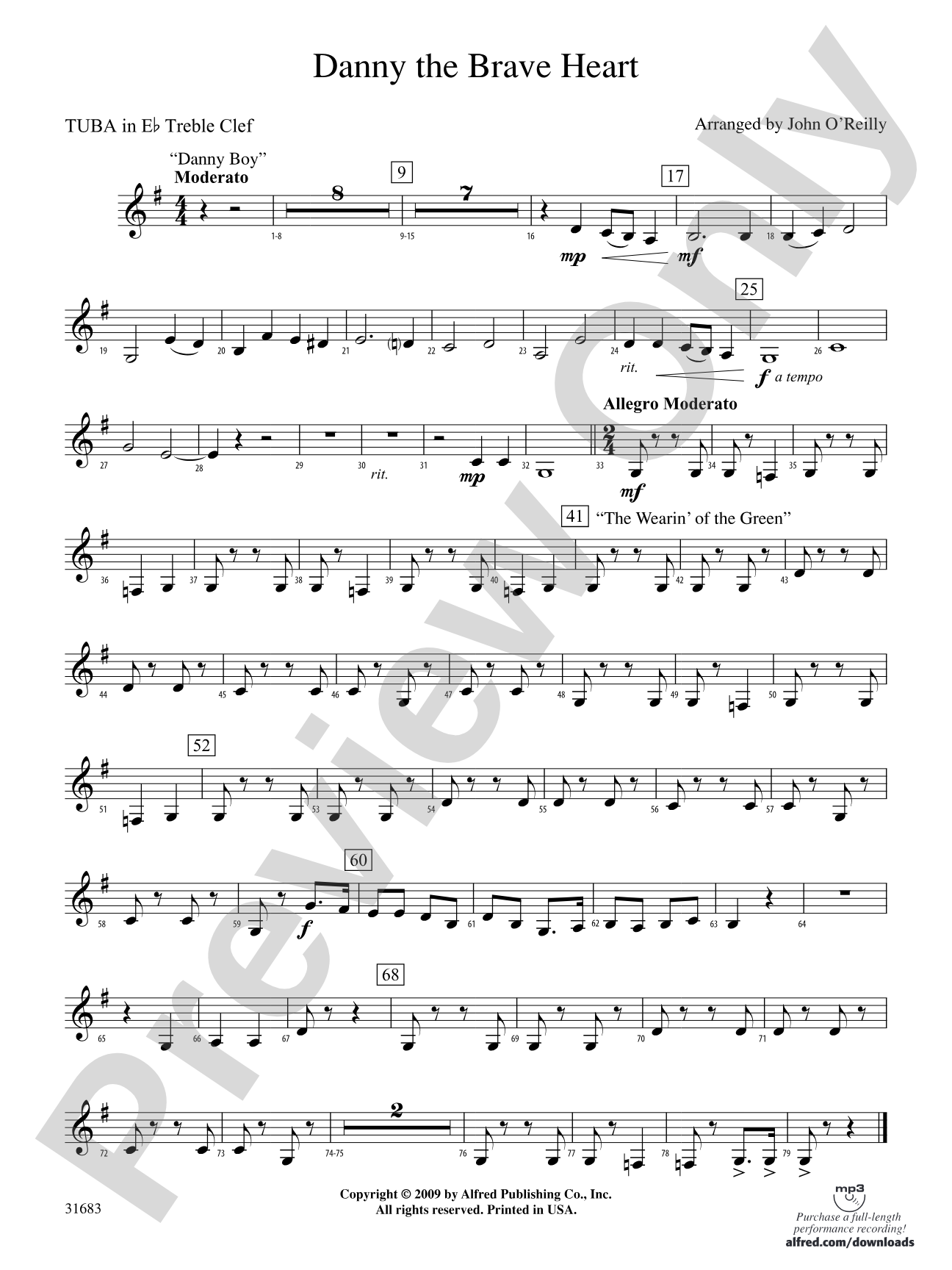 Danny the Brave Heart: (wp) E-flat Tuba T.C.