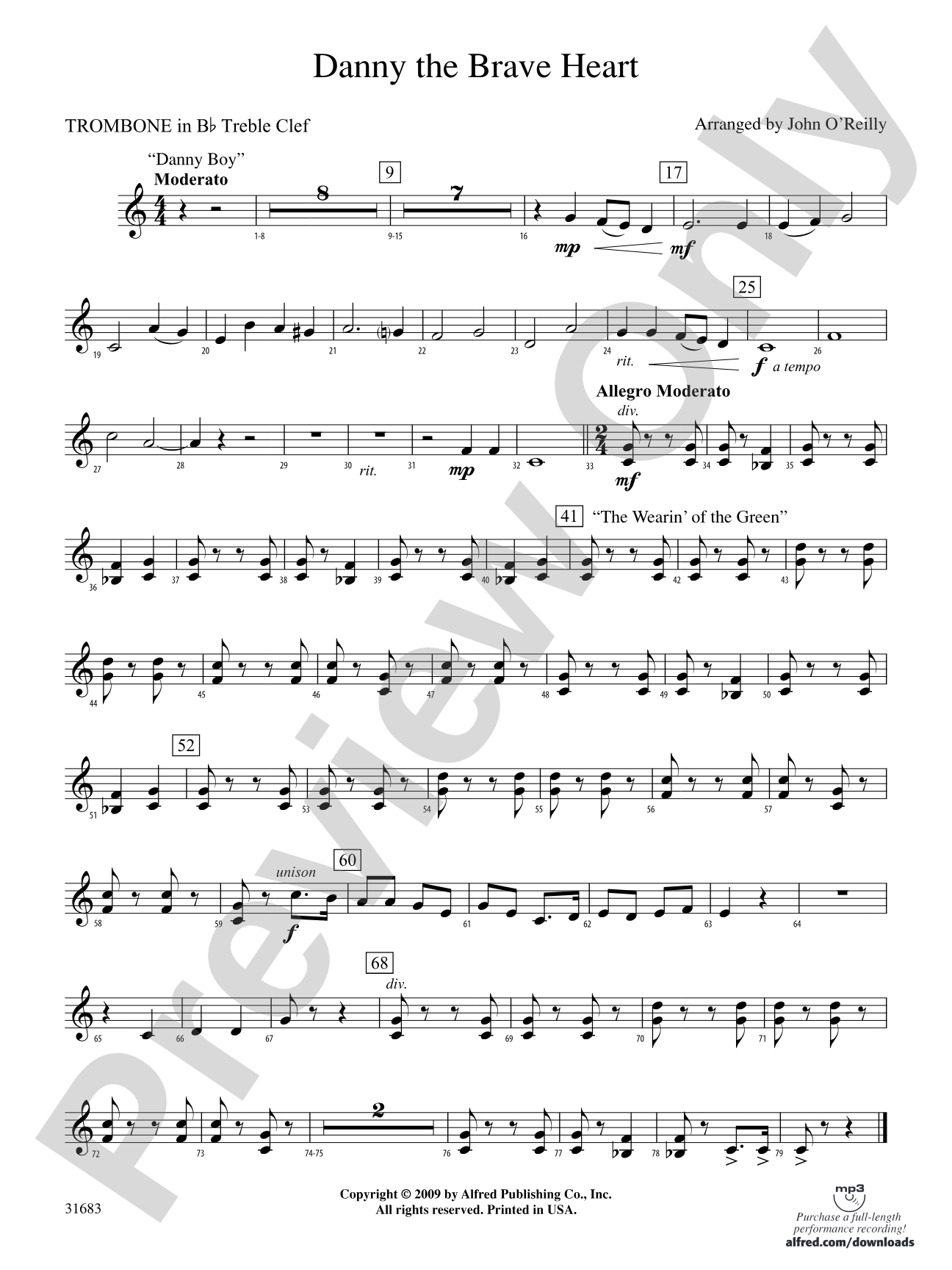 Danny the Brave Heart: (wp) 1st B-flat Trombone T.C.