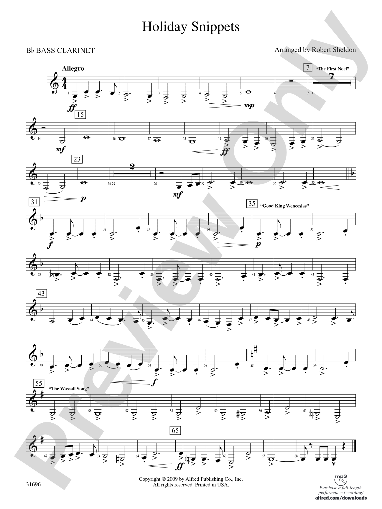 Holiday Snippets: B-flat Bass Clarinet