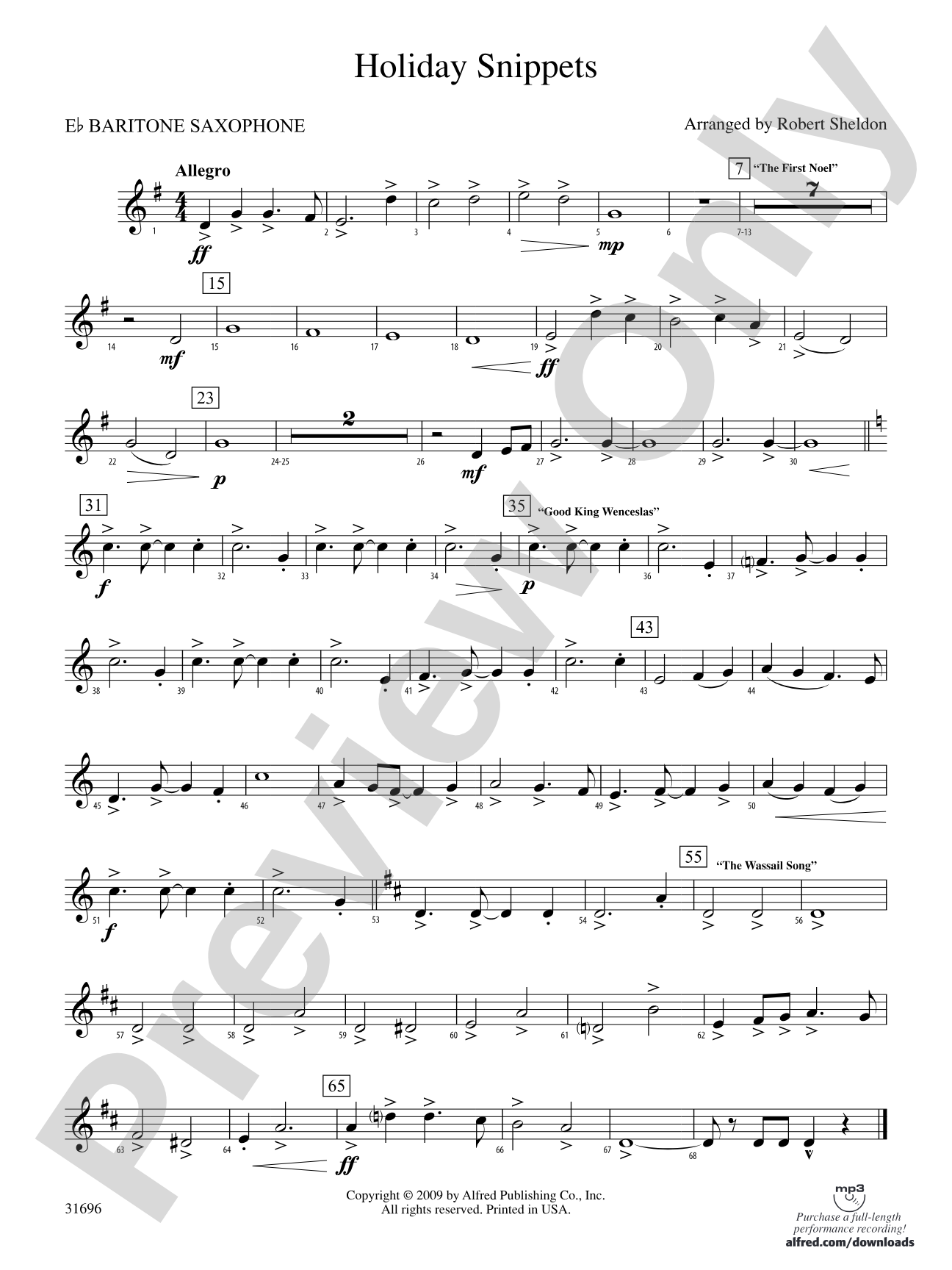 Holiday Snippets: E-flat Baritone Saxophone