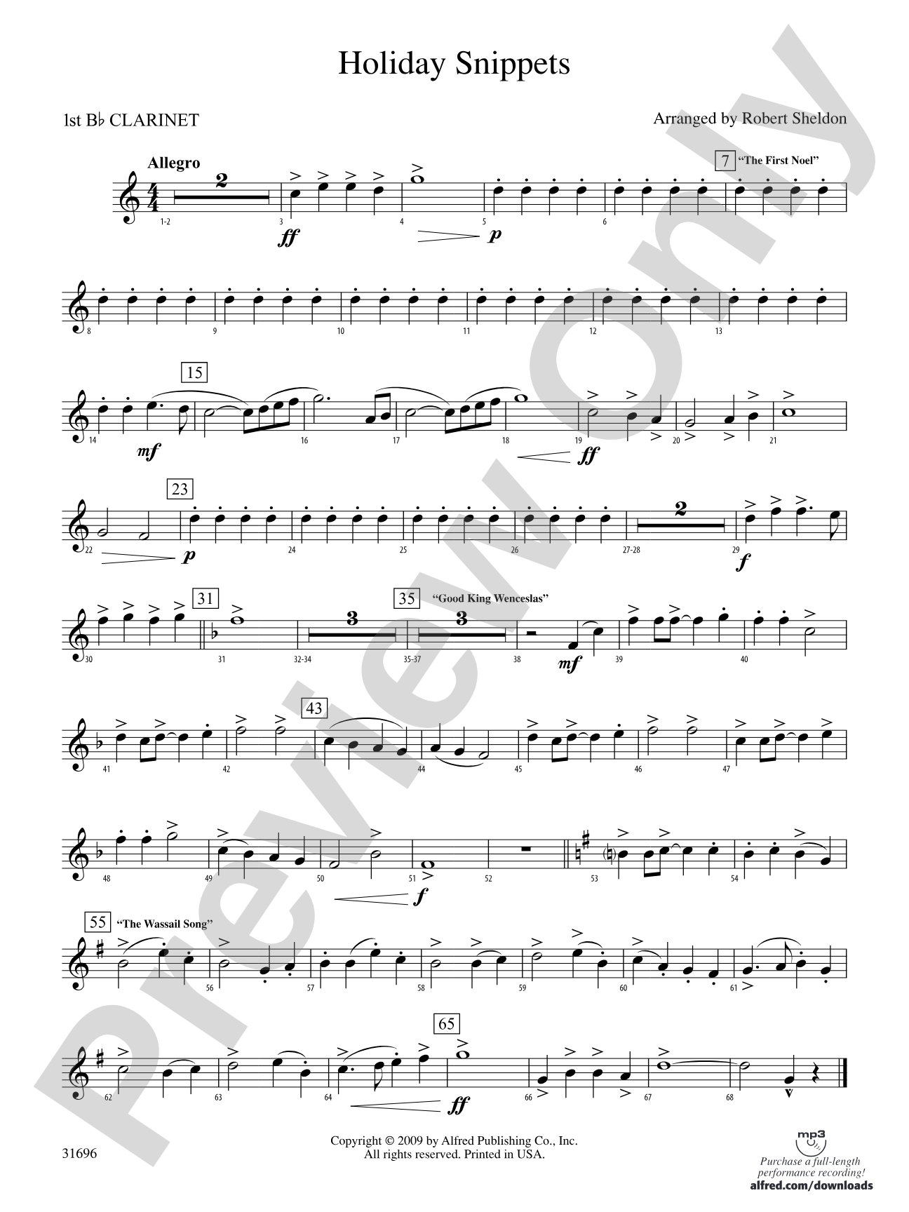 Holiday Snippets: 1st B-flat Clarinet