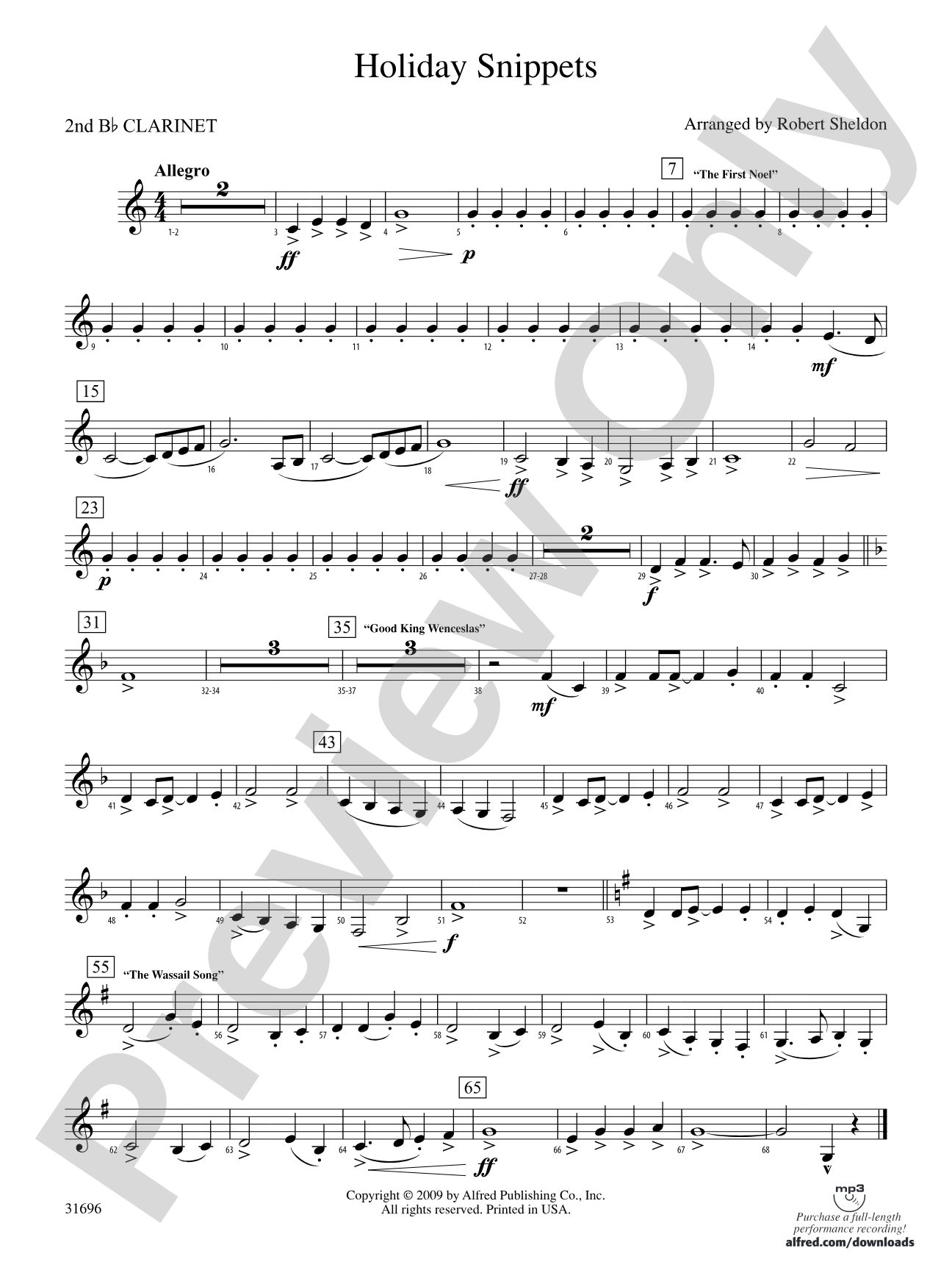 Holiday Snippets: 2nd B-flat Clarinet