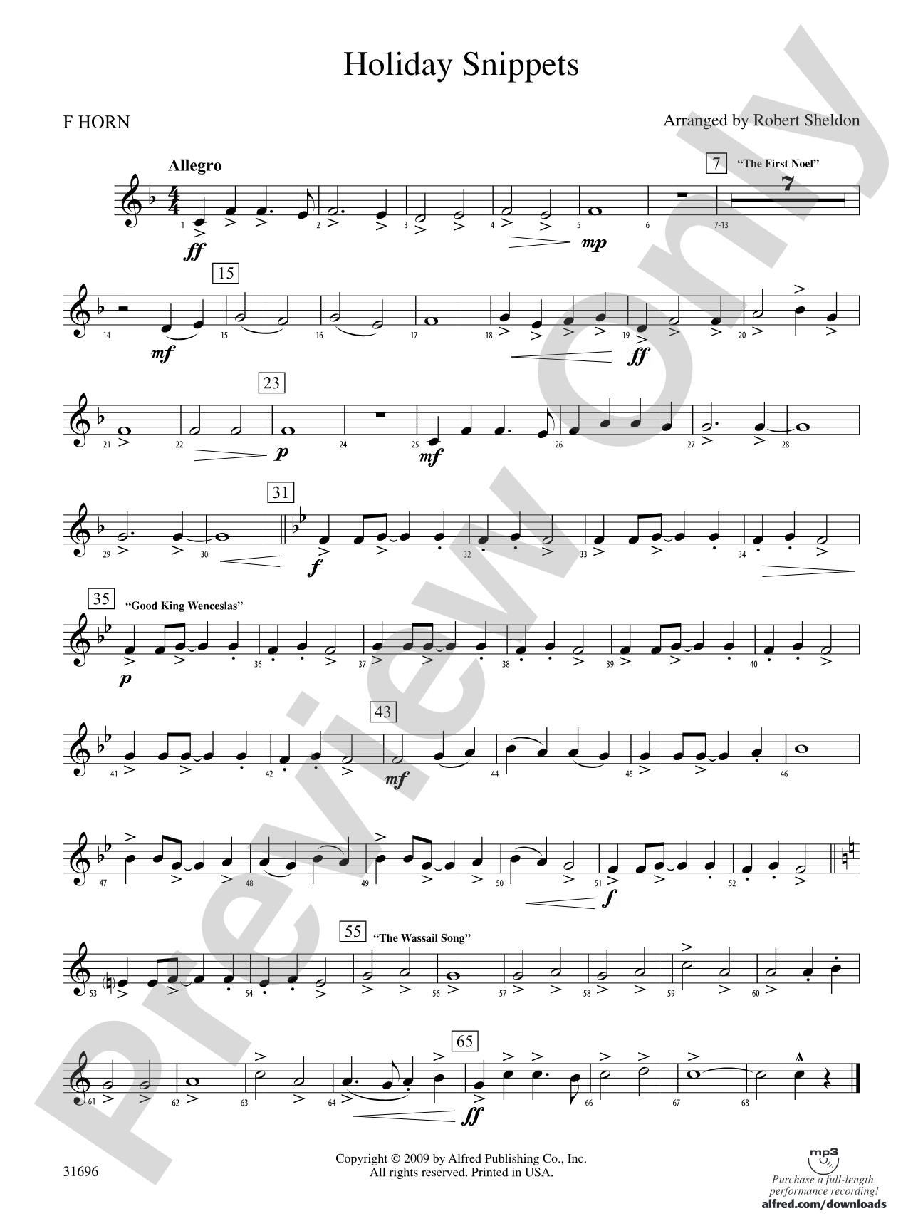Holiday Snippets: 1st F Horn