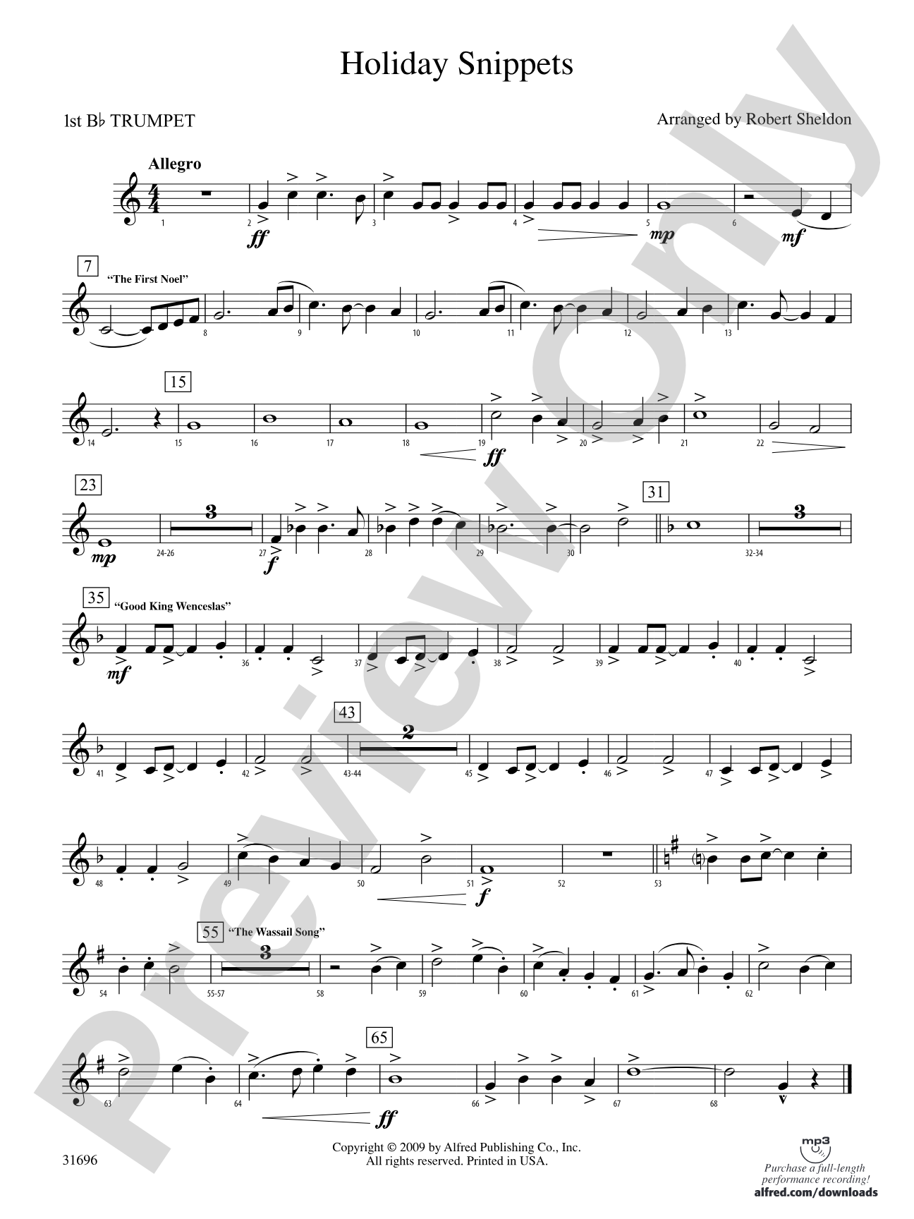 Holiday Snippets: 1st B-flat Trumpet