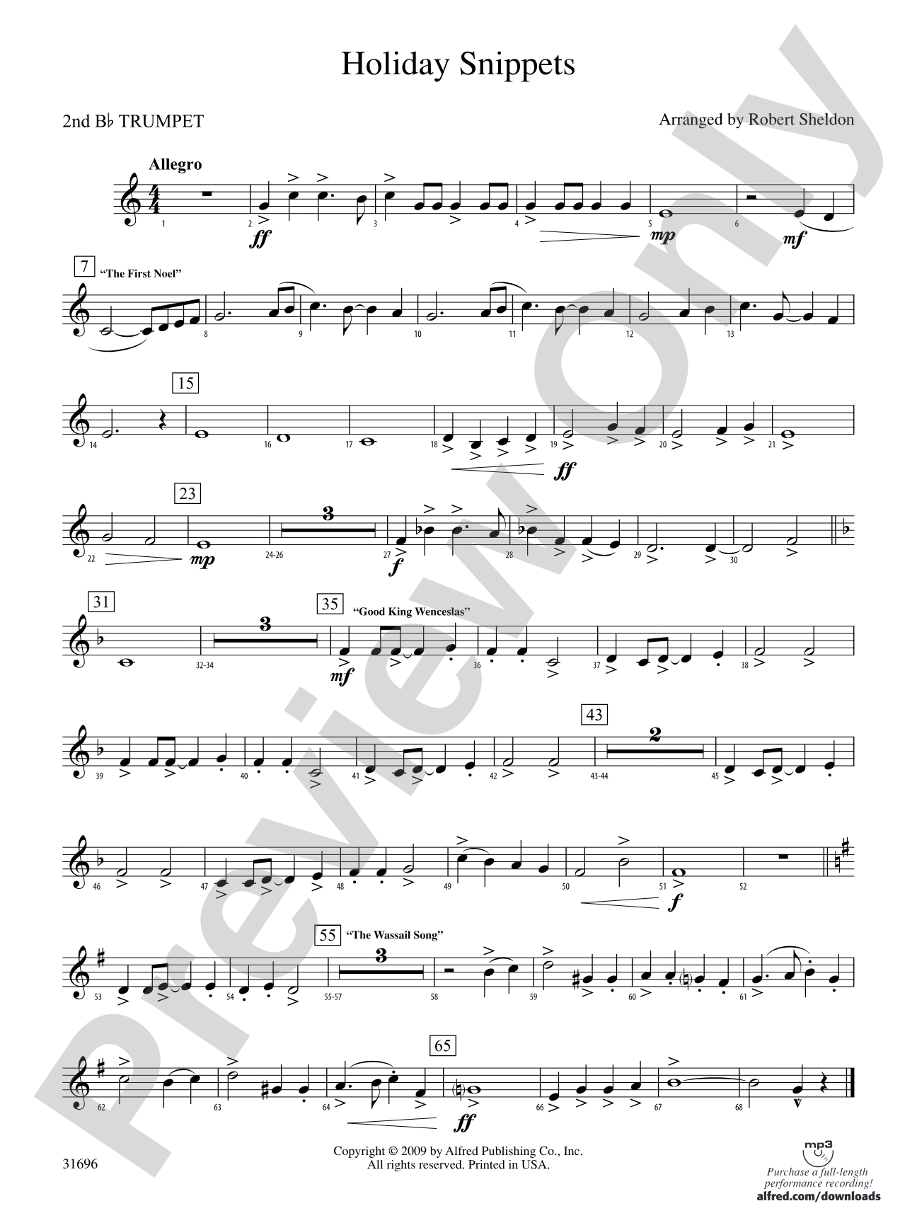 Holiday Snippets: 2nd B-flat Trumpet